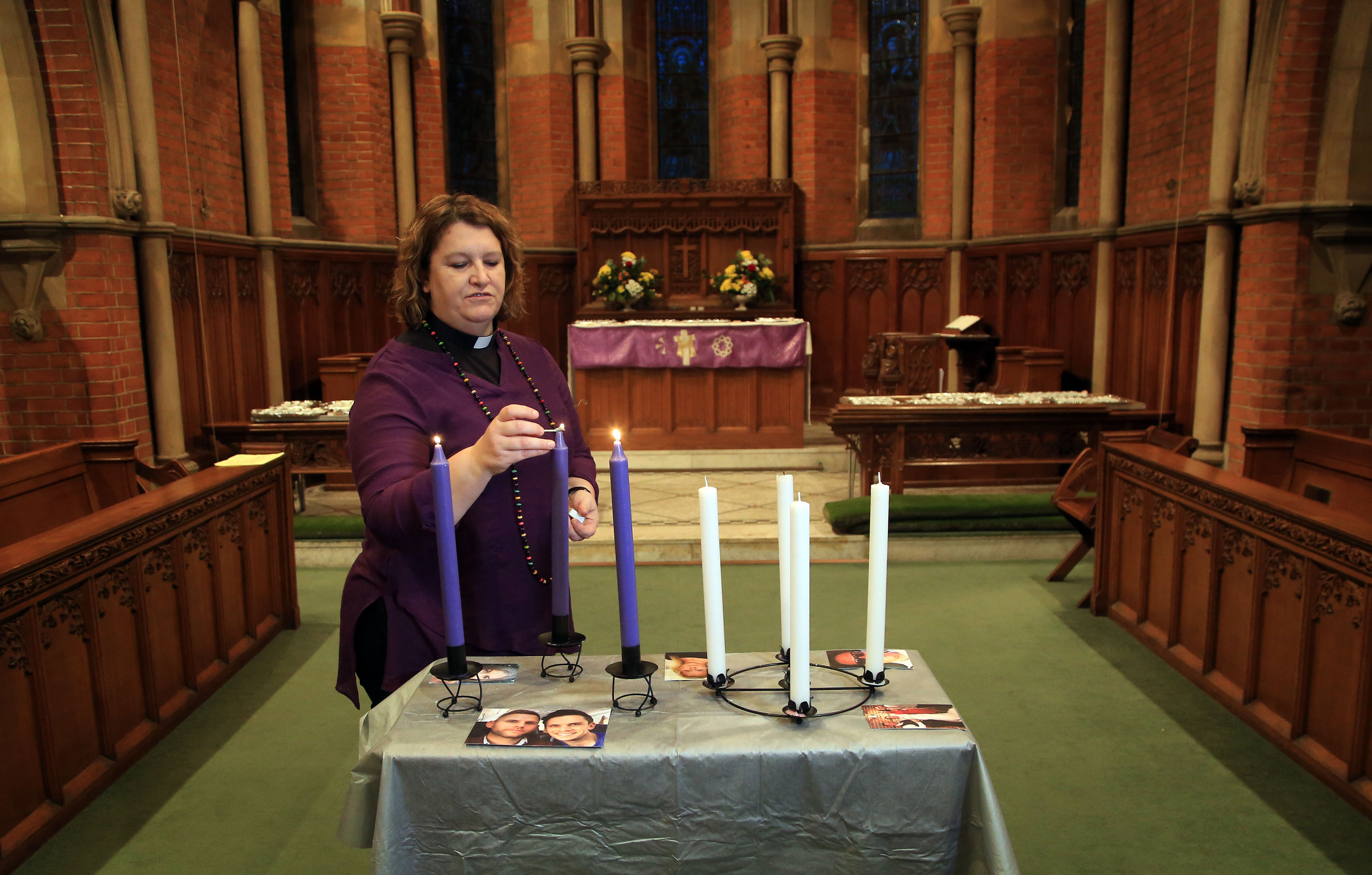 The Rev Sara-Jane Stevens at St Matthew's Church in Worthing (Gareth Fuller/PA)
