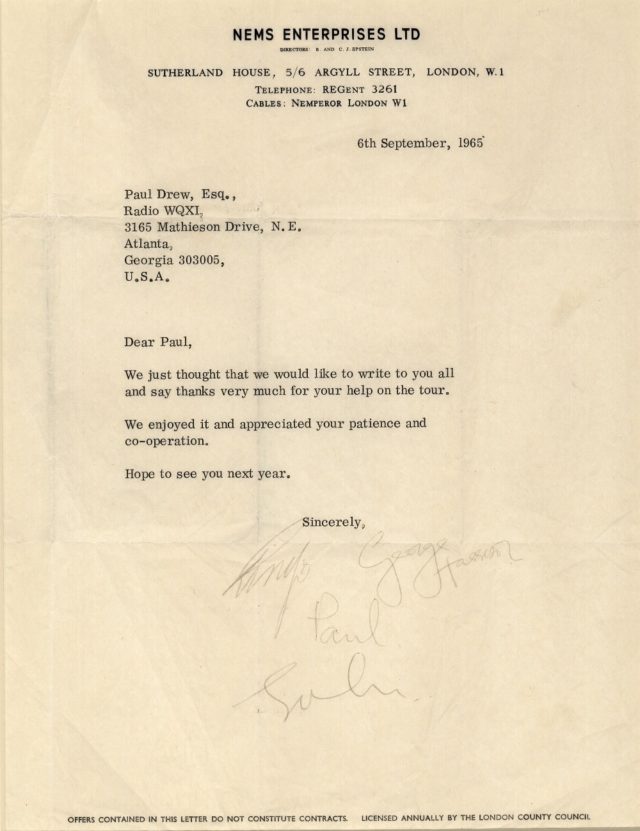 Letter signed by all four members of The Beatles (Henry Aldridge and Son/PA)