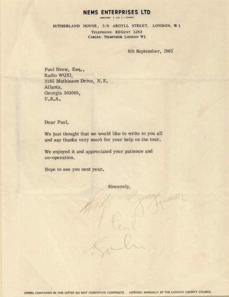 ‘Extremely rare’ letter signed by all the Beatles could fetch £12,000 ...