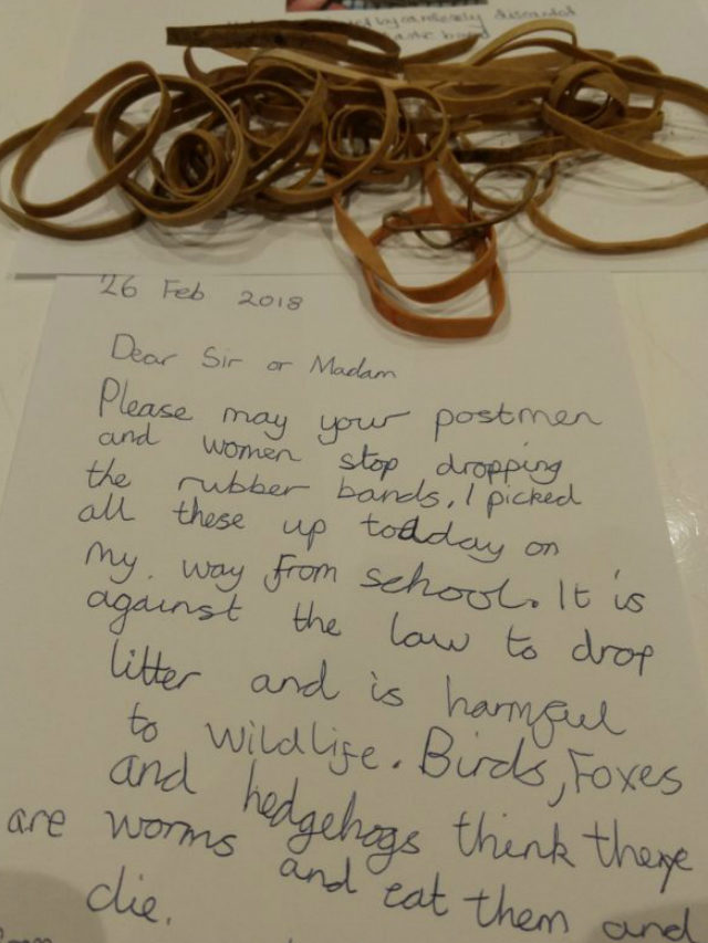Gracie wrote the letter after being upset about the rubber bands (PA Wire / family handout)