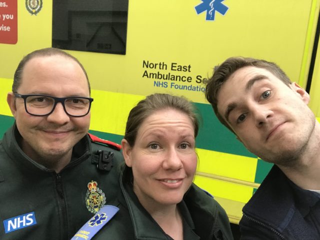 North East Ambulance Service staff Dave Reynolds, Claire Roberts and Iain Stewart were at the scene (North East Amulance Service/PA)