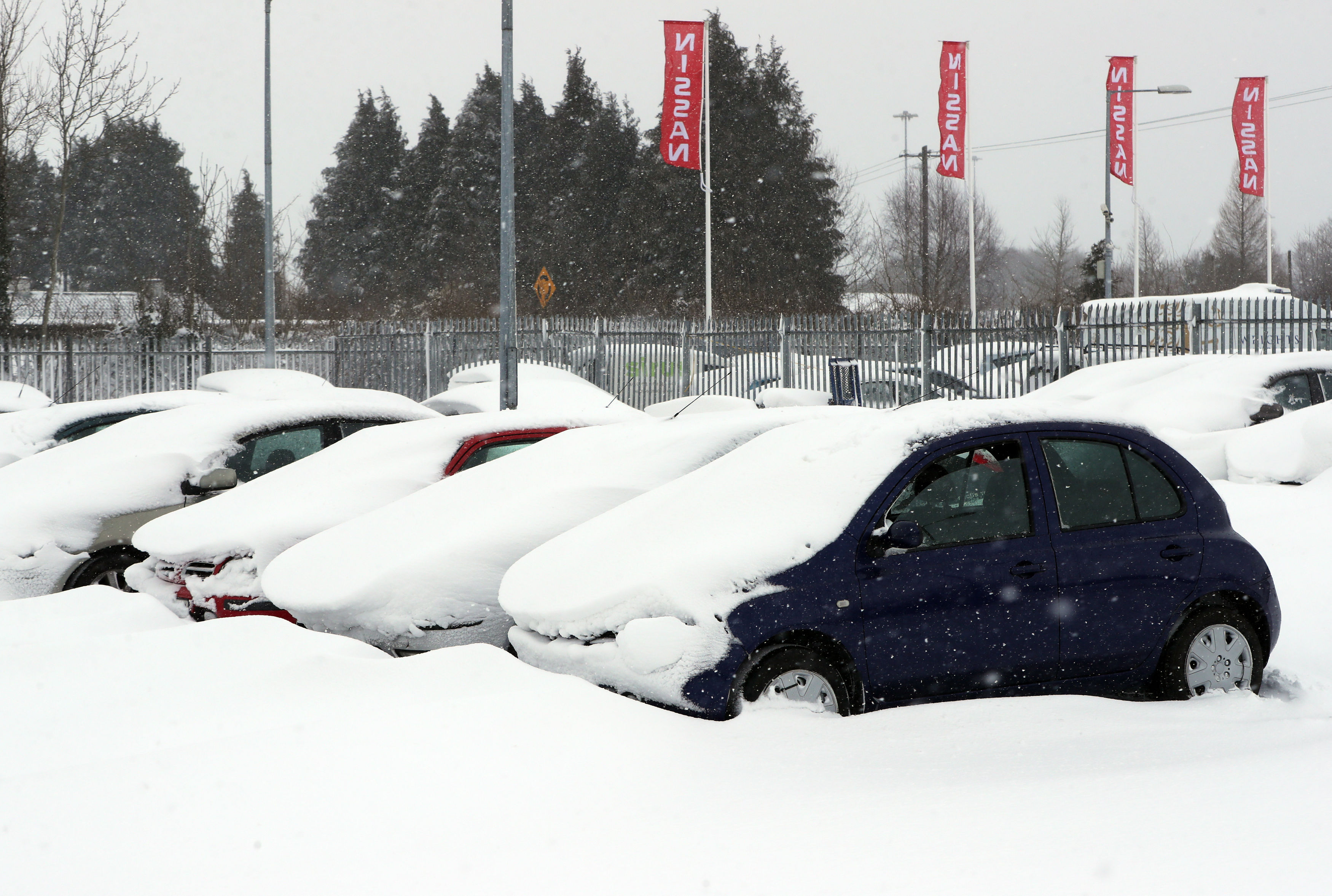 Cars buried in snow