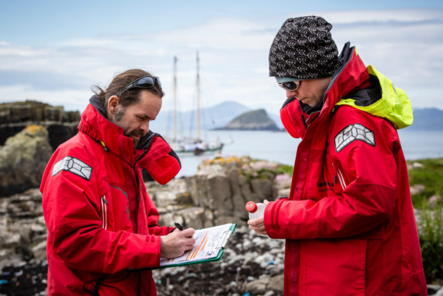 Greenpeace scientists survey plastic at the Shiant Islands (Will Rose/Greenpeace/PA)