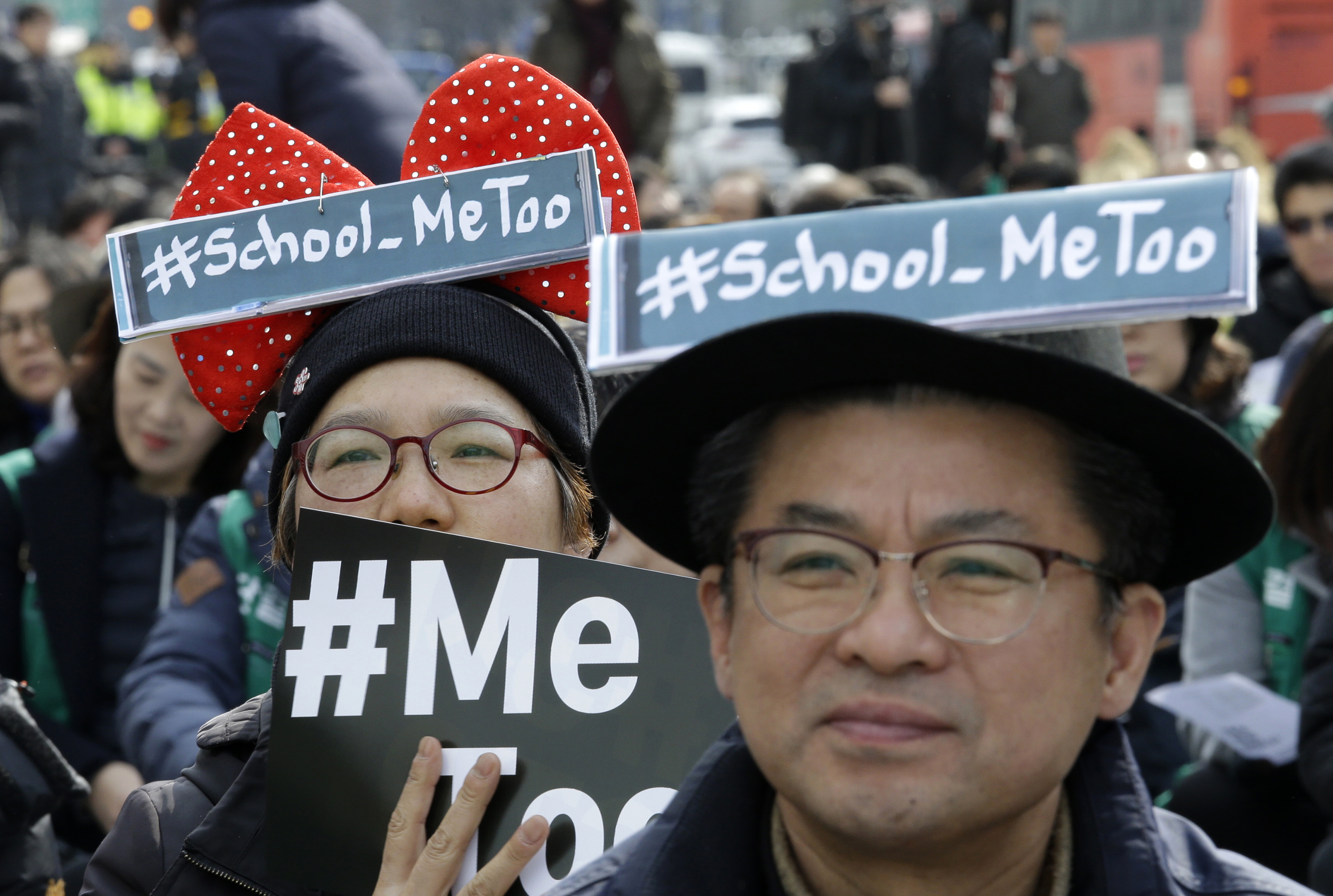 A female worker supporting the MeToo movement attends a rally to mark International Women's Day in Seoul, South Korea