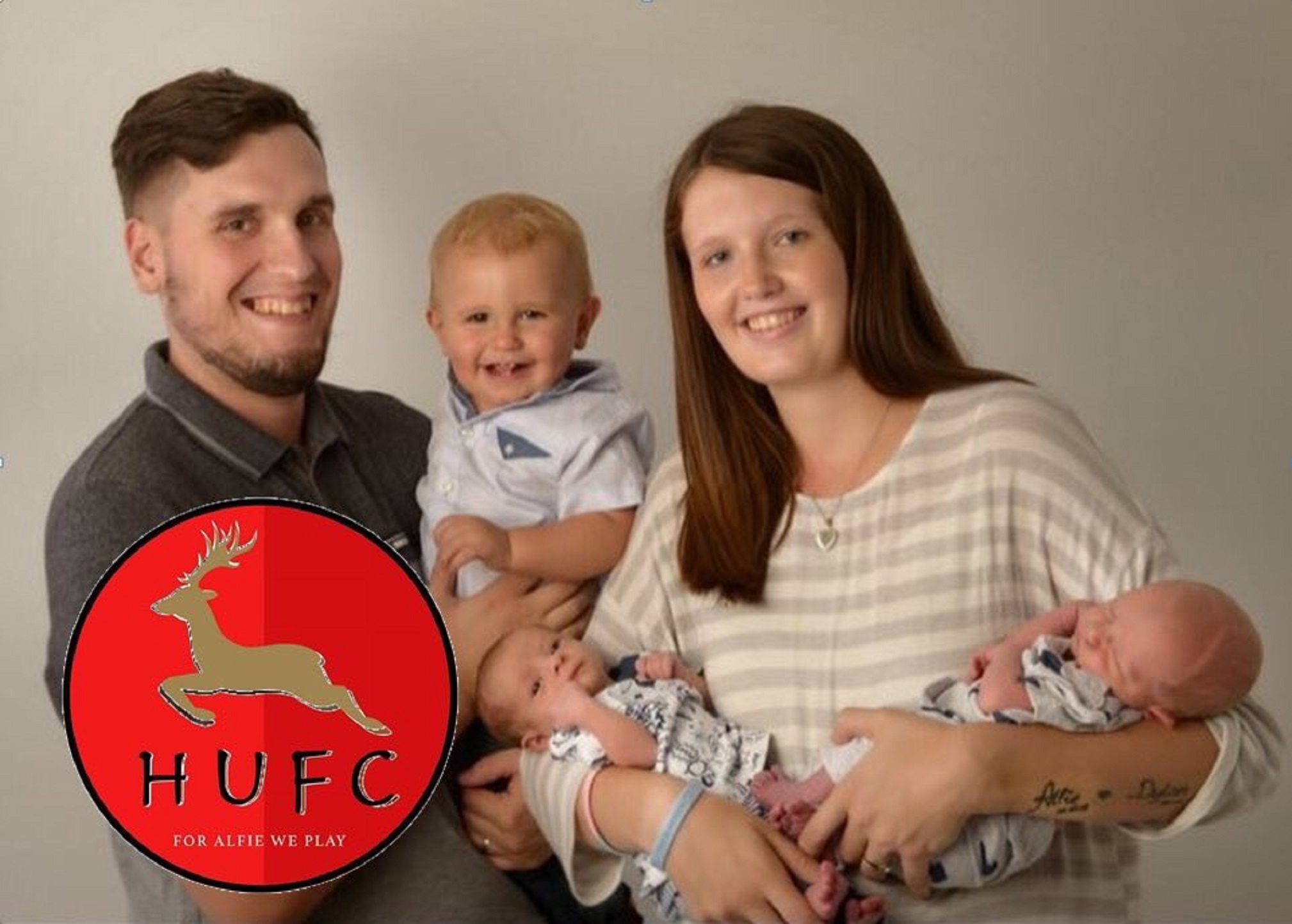 Andrew Calvert, who has set up Hartham United FC in memory of his son Alfie, with his family
