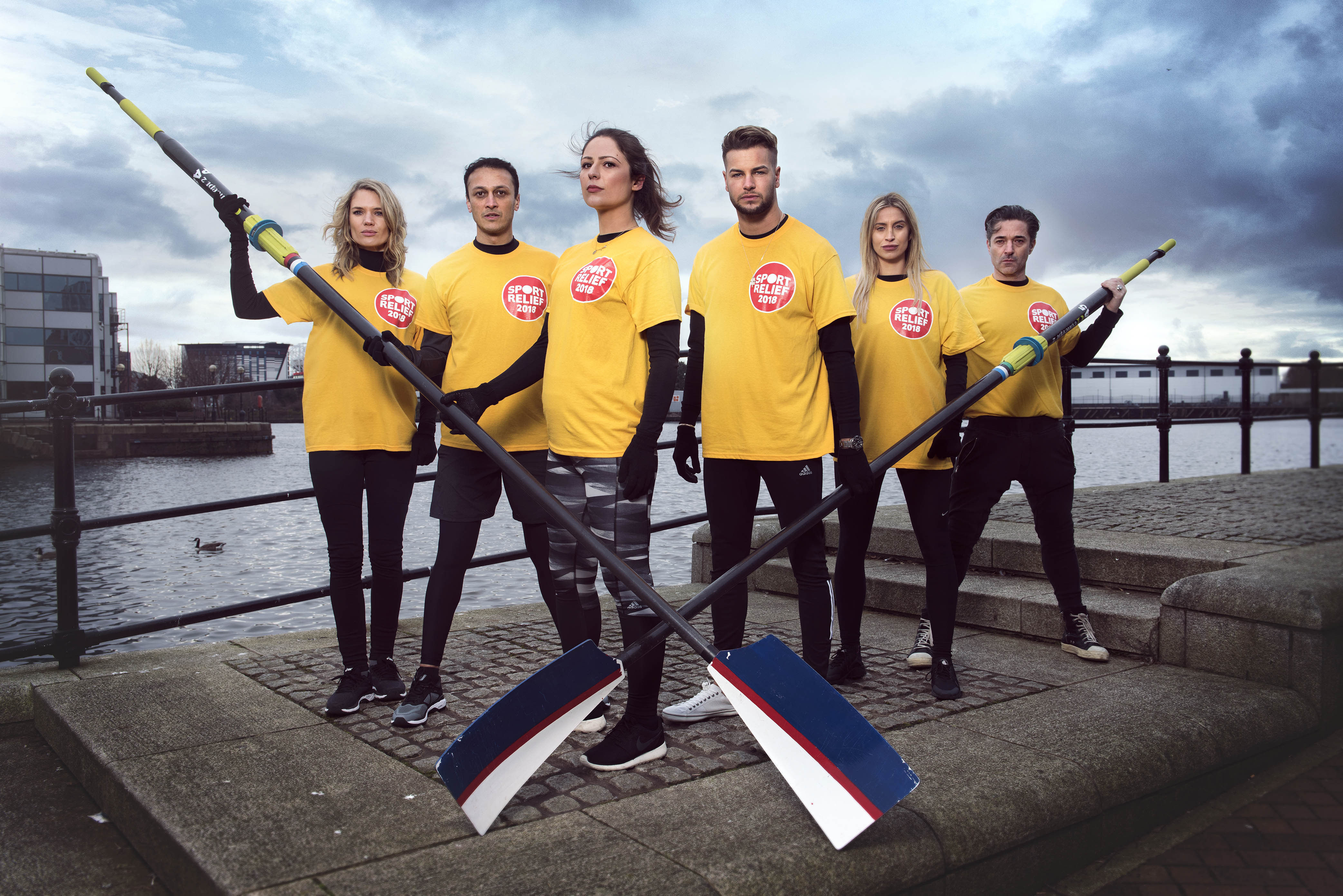 The ITV team: Charlotte Hawkins, Chris Bisson, Nicola Thorp, Chris Hughes, Ferne McCann, Jake Canuso (James Stack/BBC/PA)