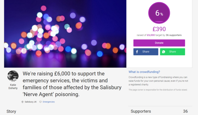 The JustGiving page raising funds for Wiltshire Police officer Nick Bailey.