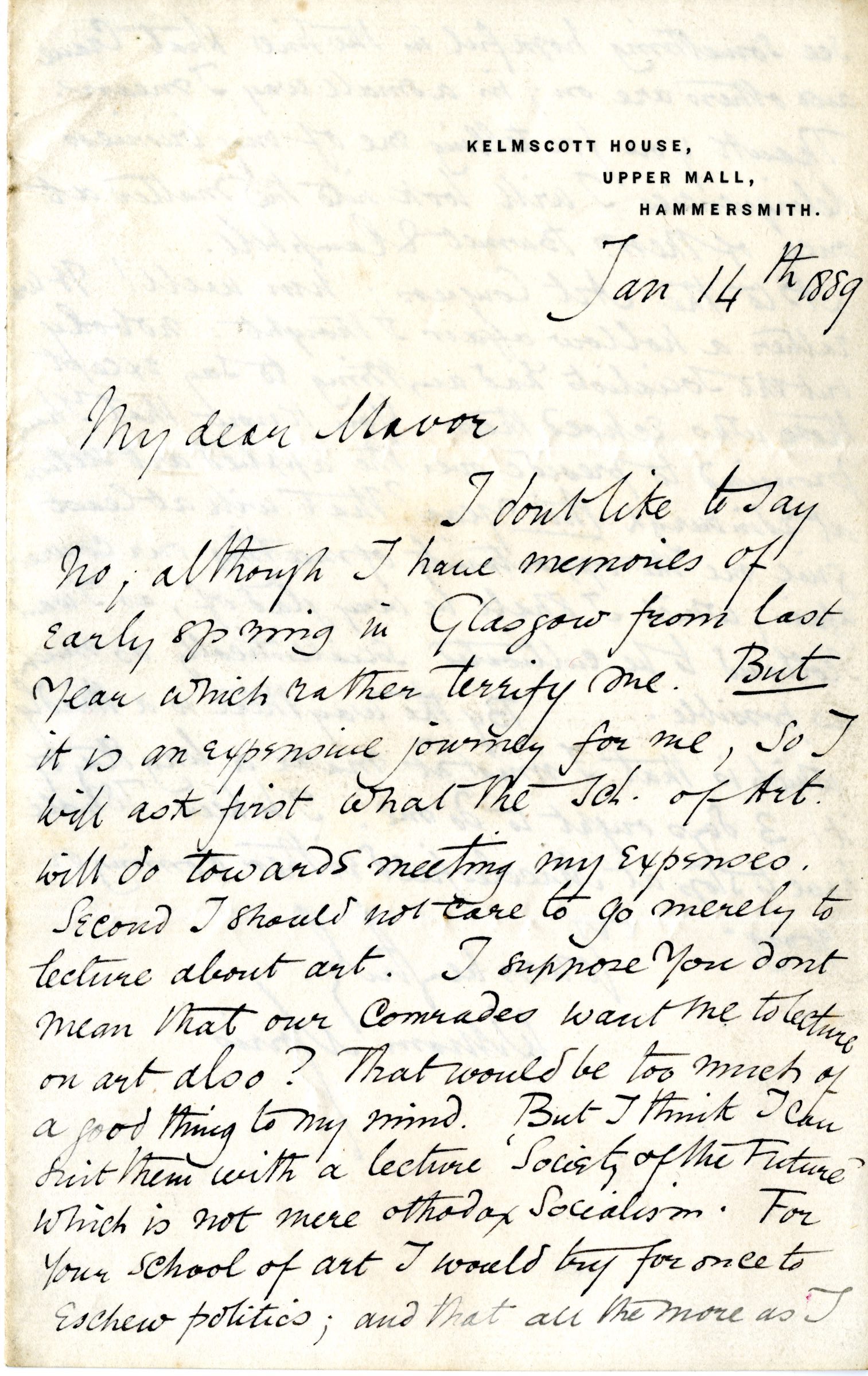 A letter from William Morris to Francis Newbery in 1889 (Glasgow School of Art Archives and Collections/PA)
