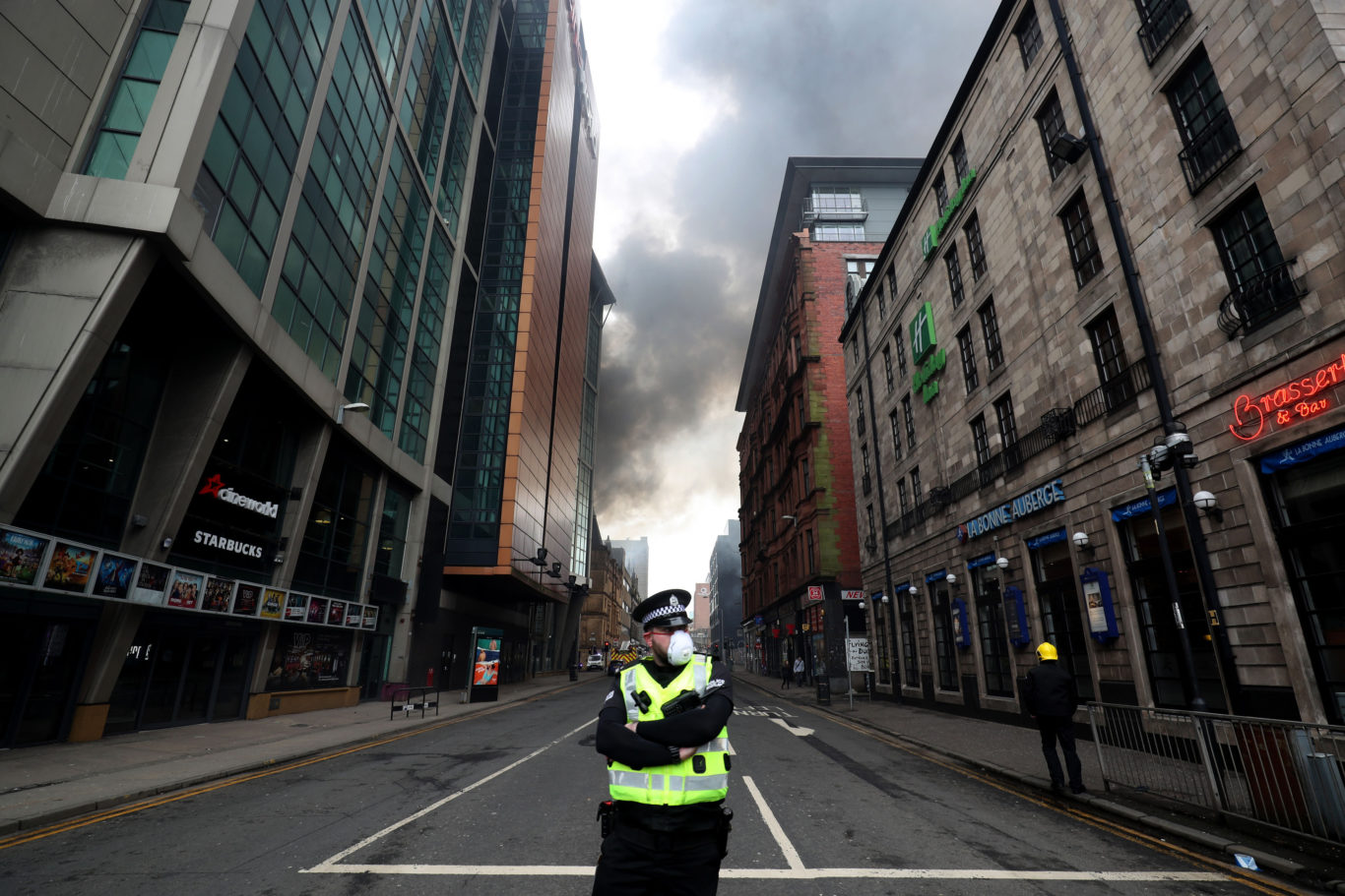 Streets were cordoned off as fire crews battled the blaze (Jane Barlow/PA)