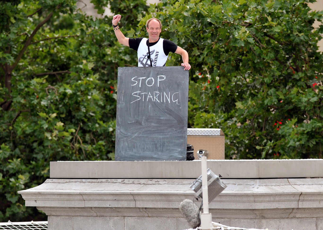 In 2009, Steve Pratt was one of a number of people to stand on the fourth plinth for an hour as part of the One and Other art installation (John Stillwell/PA)