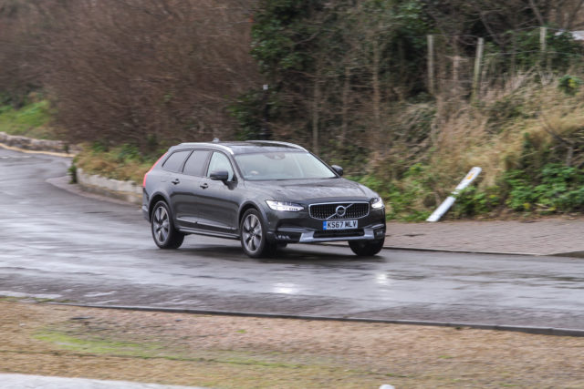 The Volvo corners surprisingly well given its size