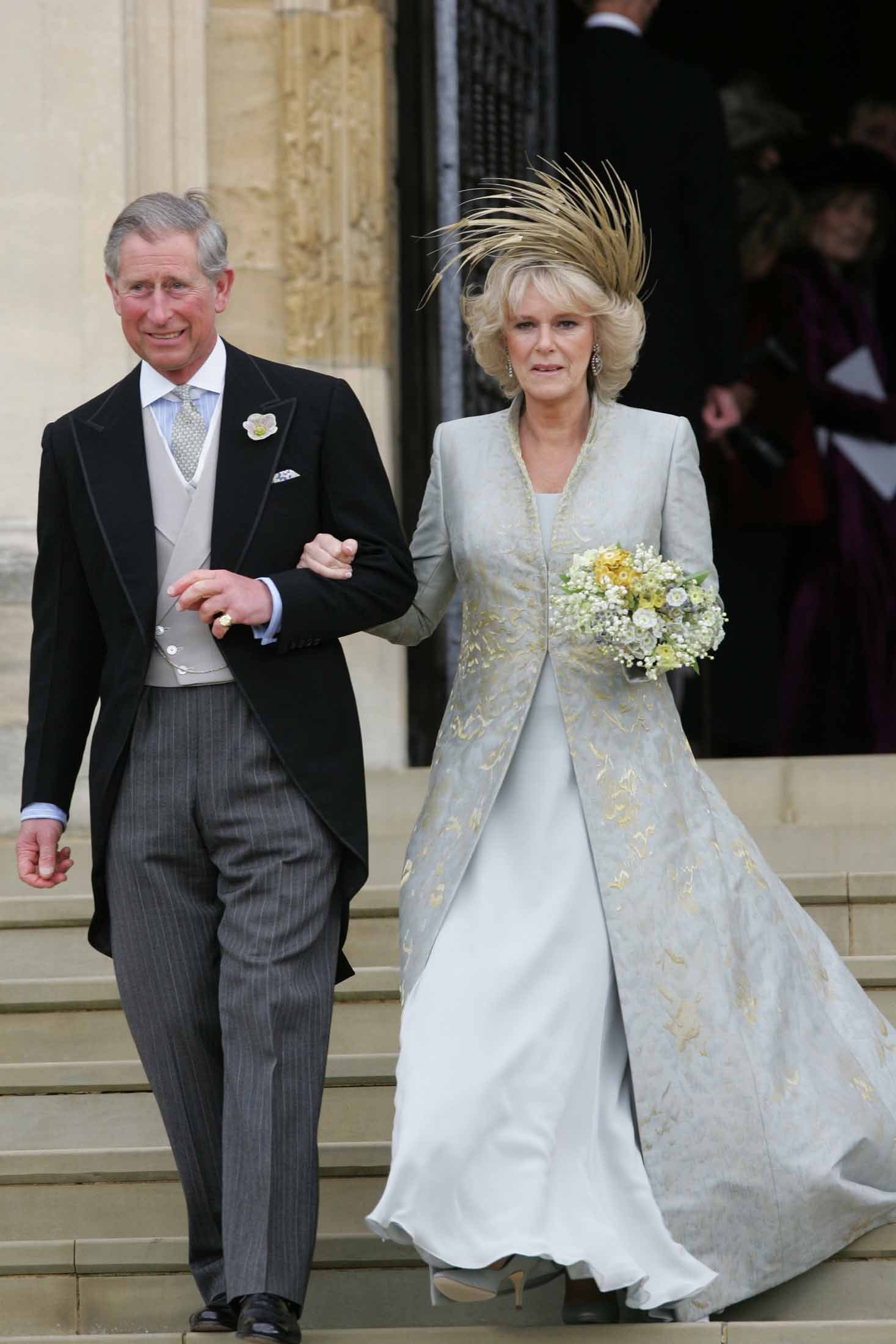 The Prince of Wales and the Duchess of Cornwall leave their wedding ceremony 