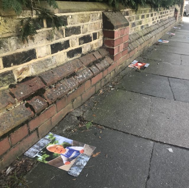 Pictures placed at intervals on the pavement outside the clinic showed the development of a foetus from six weeks to birth (Jemma Crew/PA)