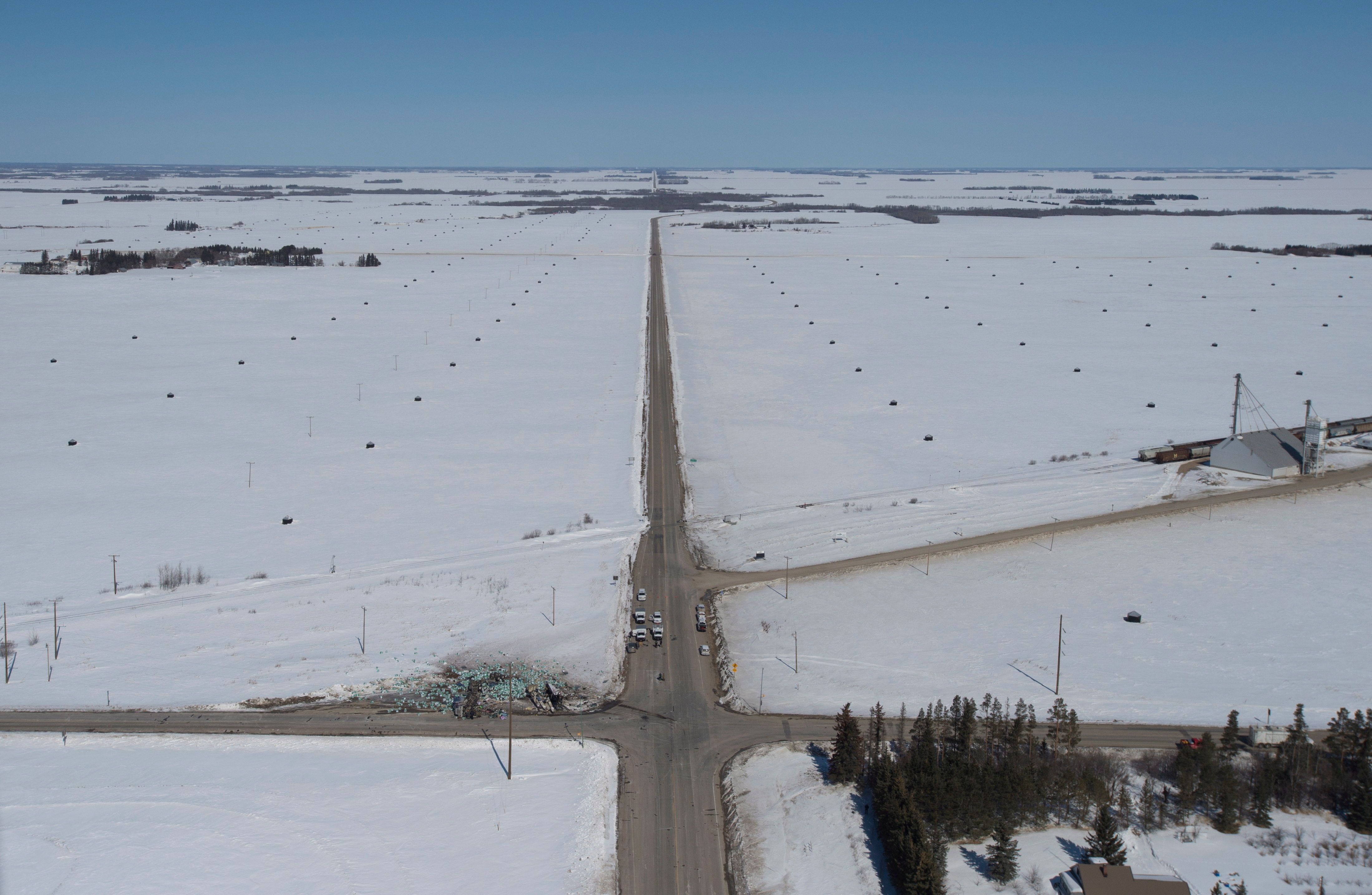 The wreckage of the crash (Jonathan Hayward/The Canadian Press via AP)