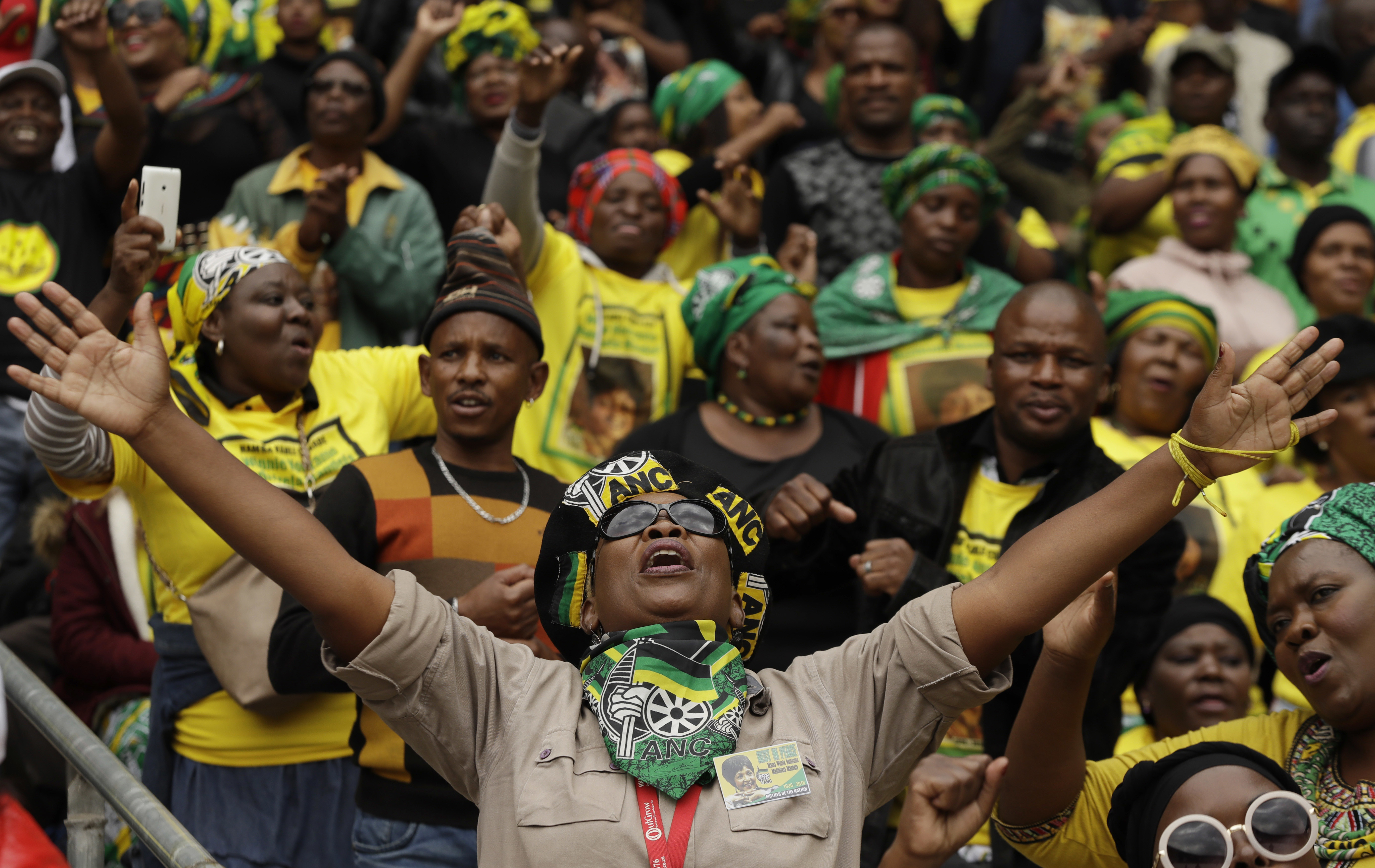 The memorial service is being held at Orlando, Stadium in Soweto (Themba Hadebe/AP)