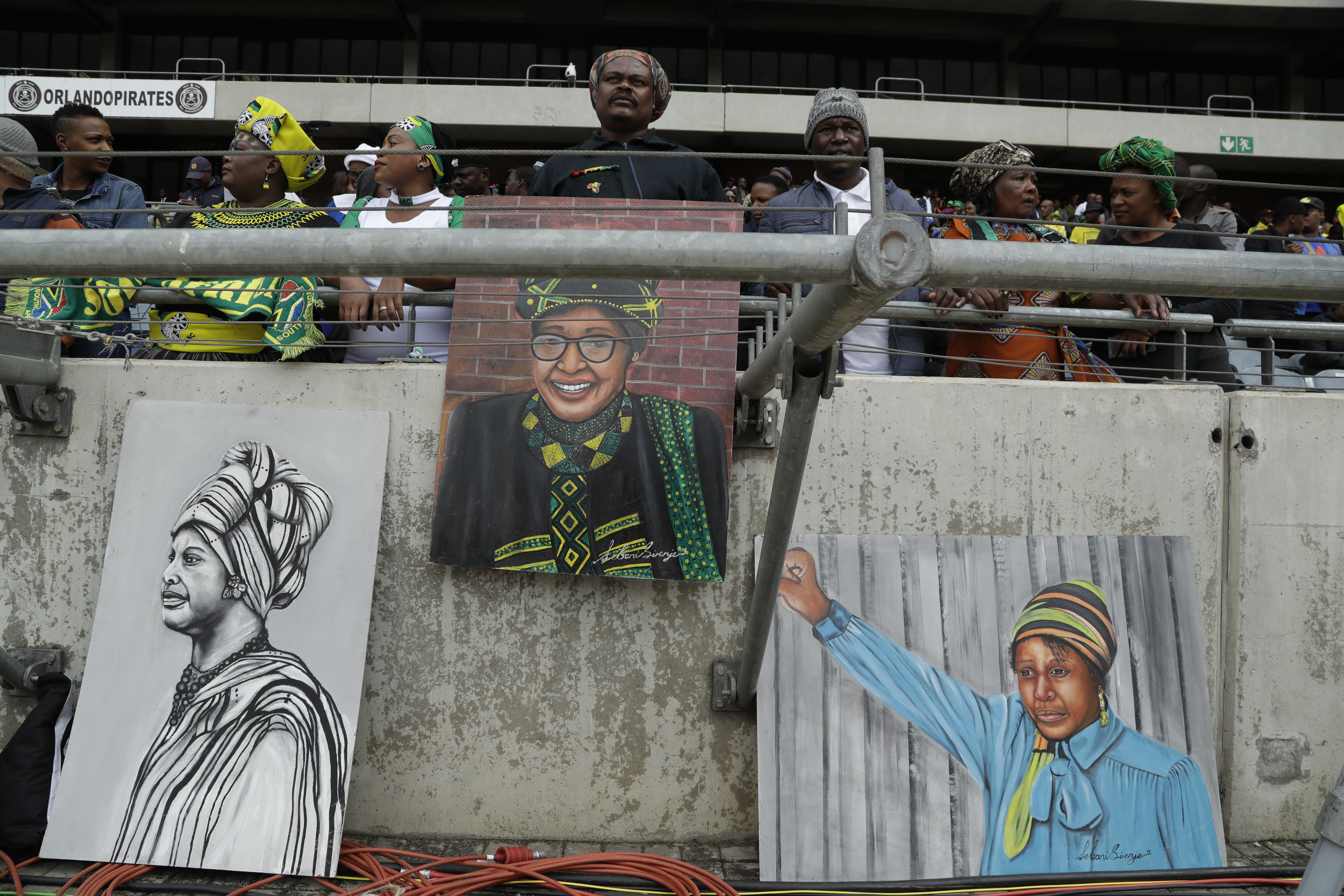 Mourners attend the memorial service in Soweto (Themba Hadebe/AP)