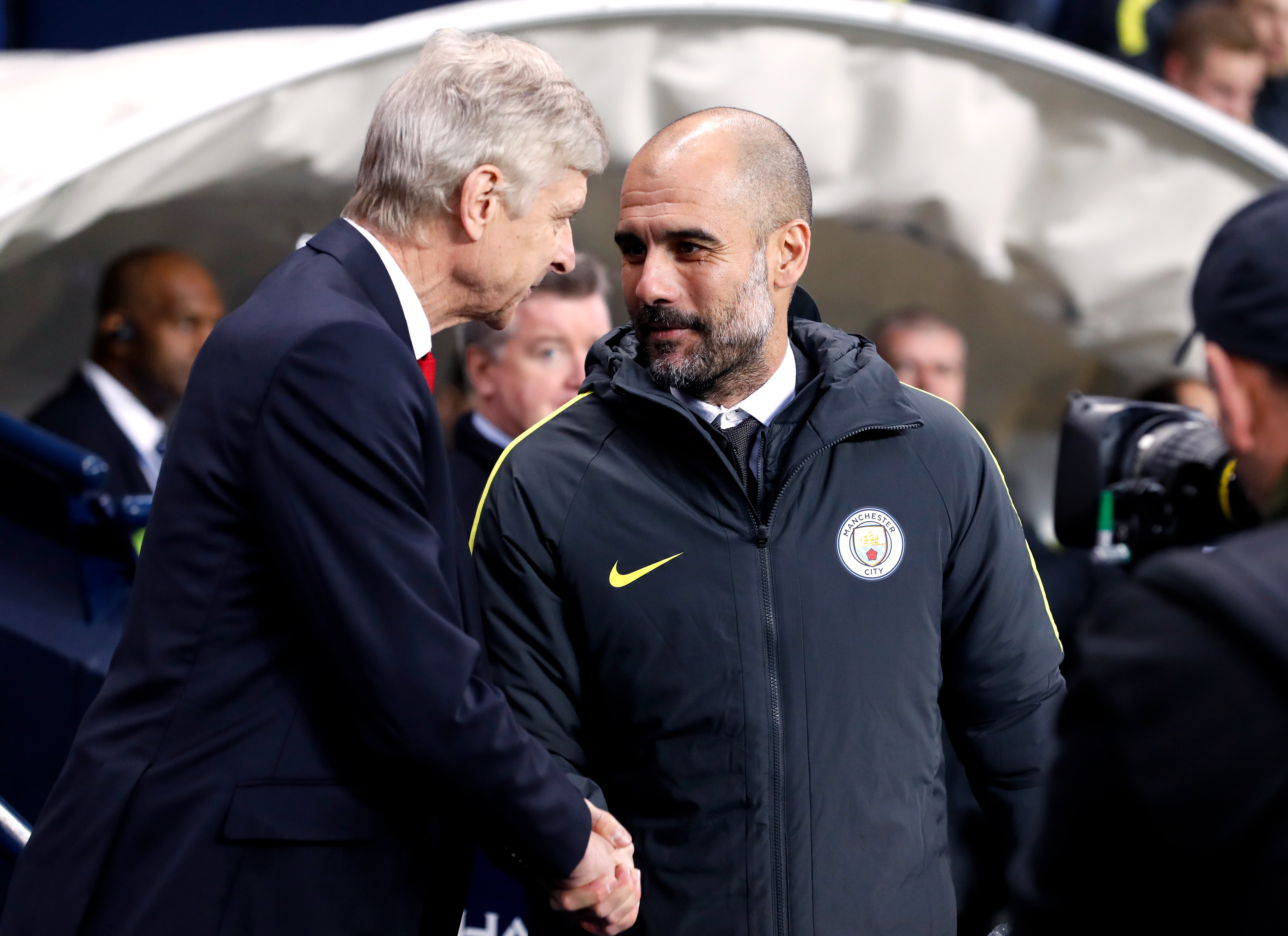 Arsenal manager Arsene Wenger and Manchester City manager Pep Guardiola