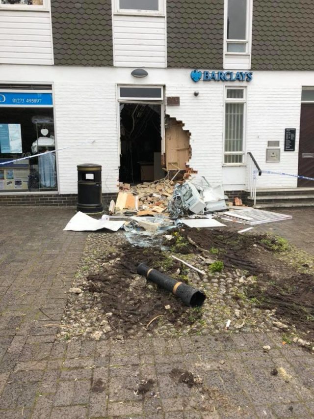 Debris following the raid on the bank (Vanessa Henderson/PA)