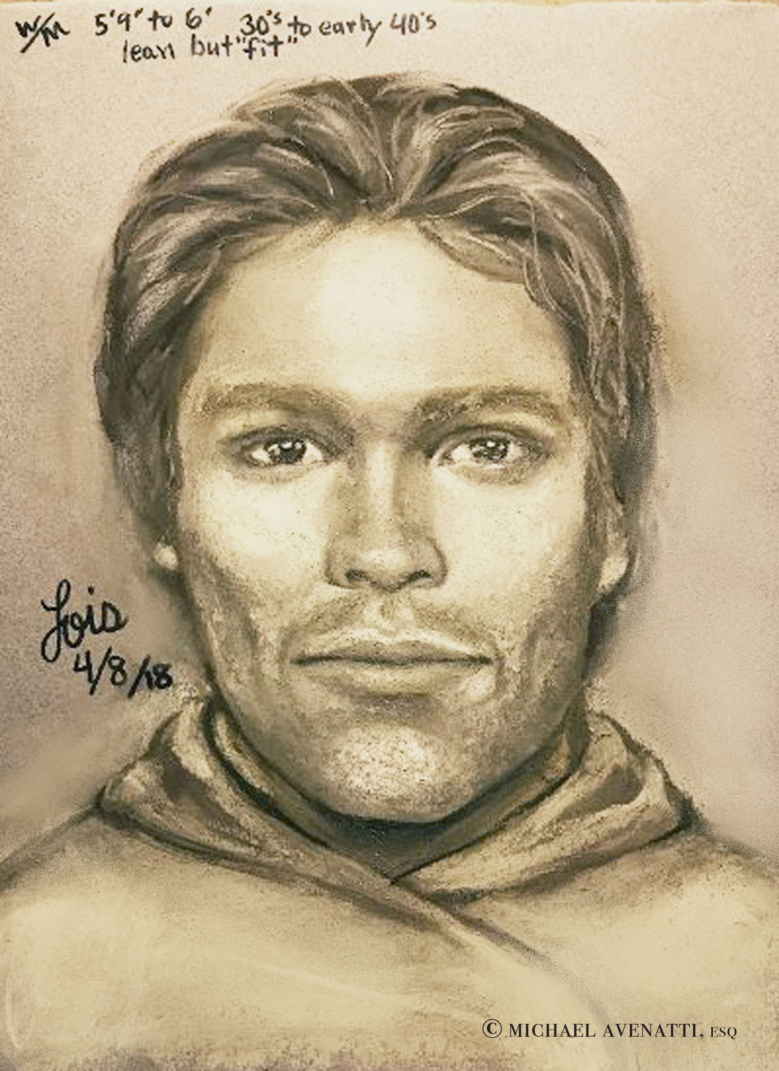 The sketch that reports to show the man that the adult film actress Stormy Daniels says threatened her (Michael Avenatti via AP)