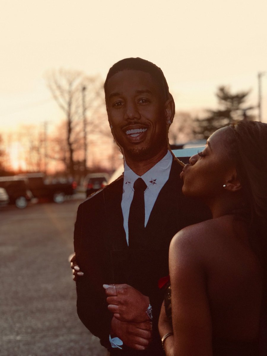 This girl took a cardboard cutout of Michael B Jordan to prom and the