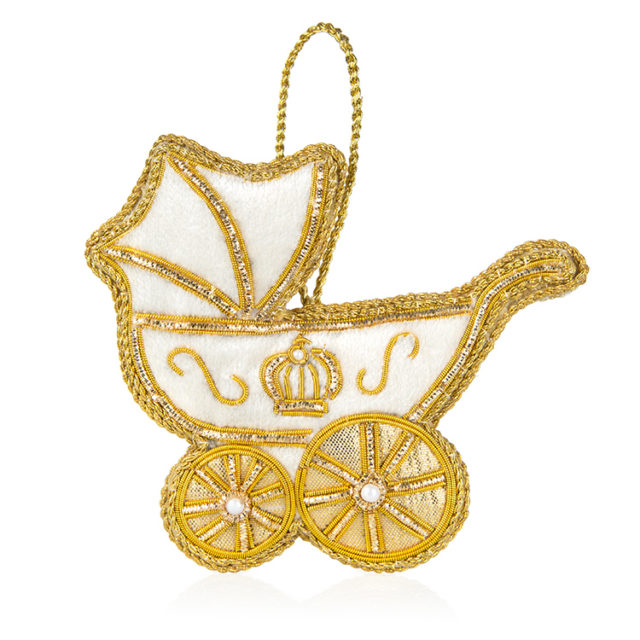 The royal baby souvenir embroidered pram decoration (Royal Collection Trust/Her Majesty Queen Elizabeth II 2018/PA)