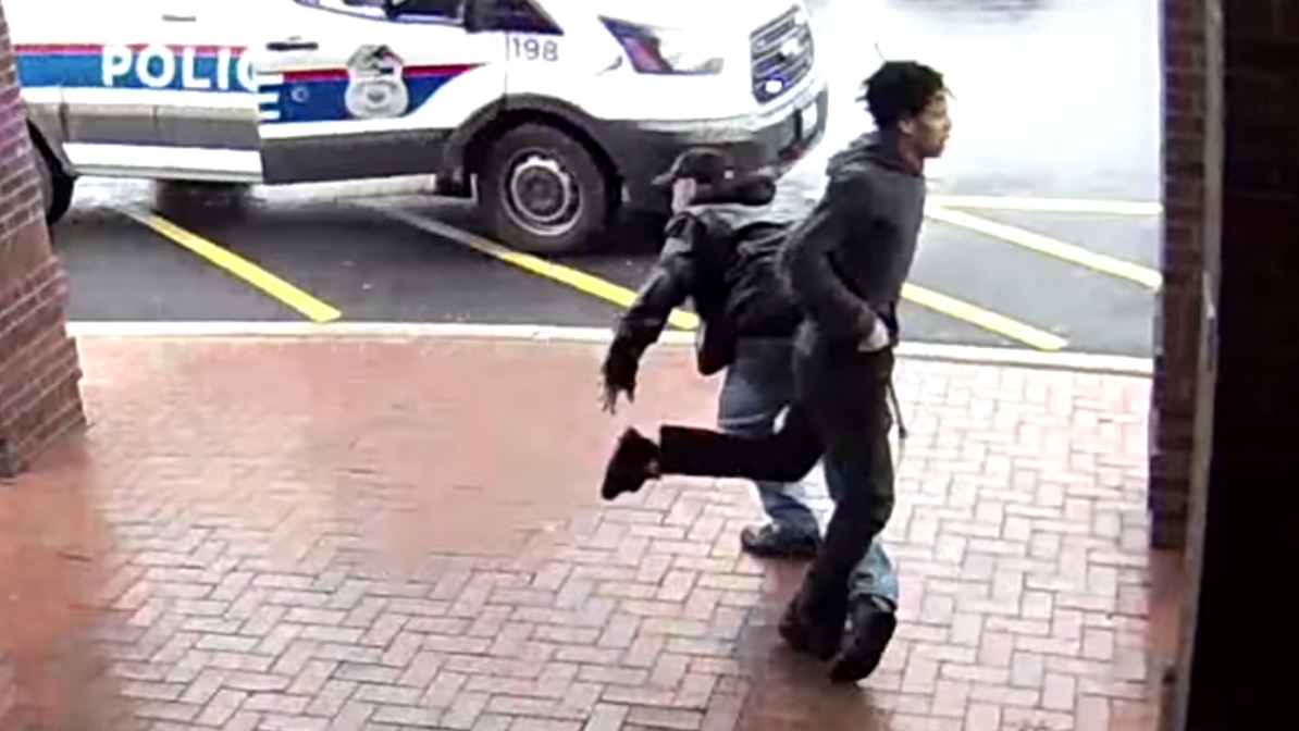 A man trips a fleeing suspect