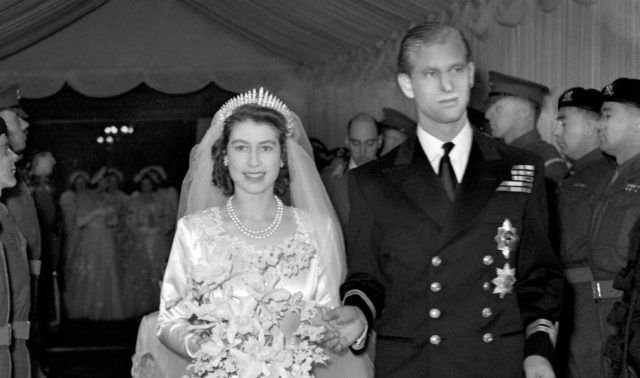 Princess Elizabeth and the Duke of Edinburgh after their marriage ceremony