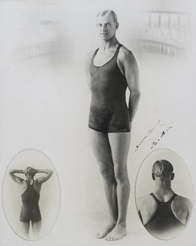 Signed photograph of Arne Borg used to promote Speedo Racerback swimsuits, 1927 (Sidney Riley Collection: Museum of Applied Arts and Sciences/PA)