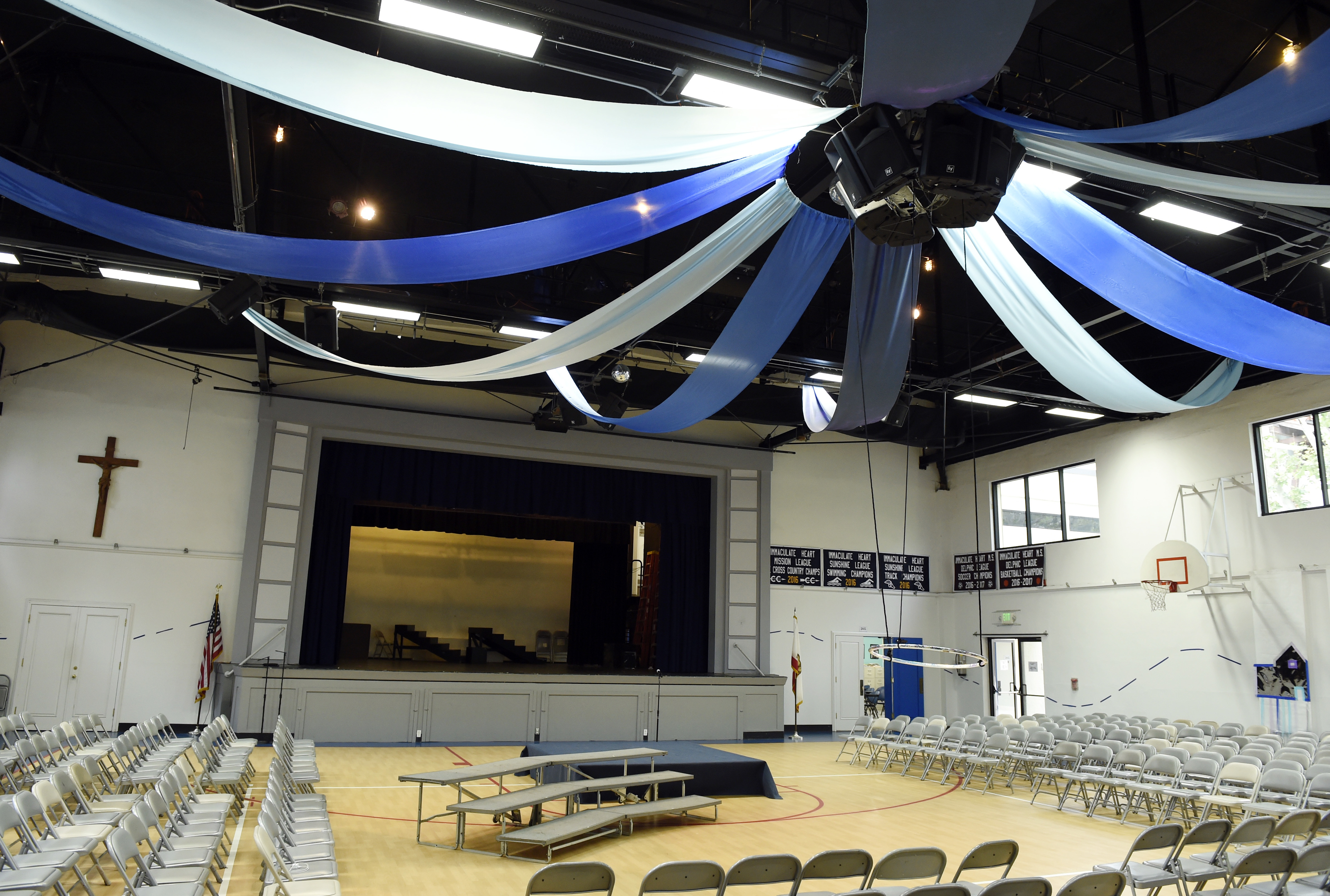 The gym at Immaculate Heart High School where Meghan Markle performed in plays (Chris Pizzello/AP)