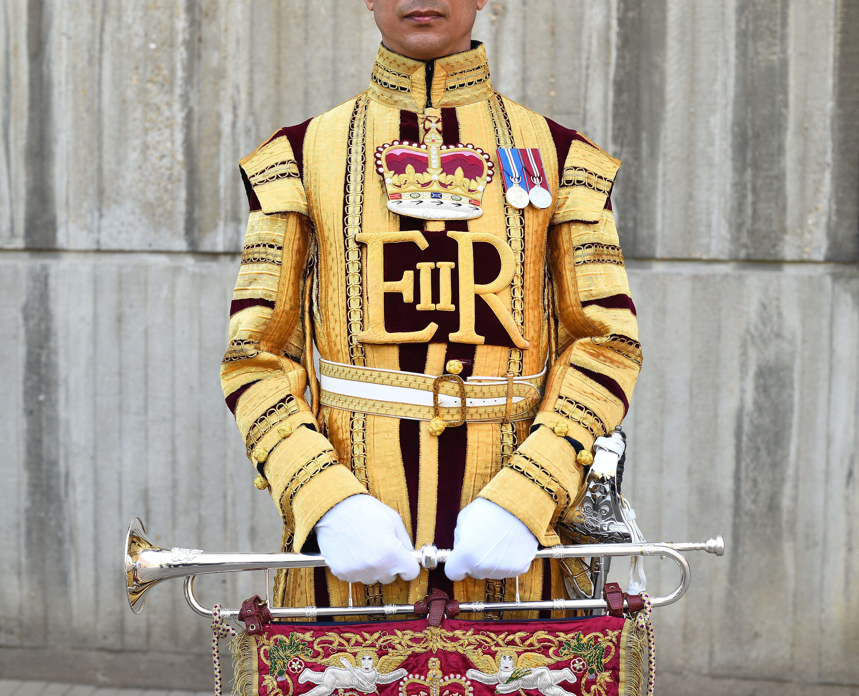 Detail of a state trumpeter's uniform (Kirsty O'Connor/PA)
