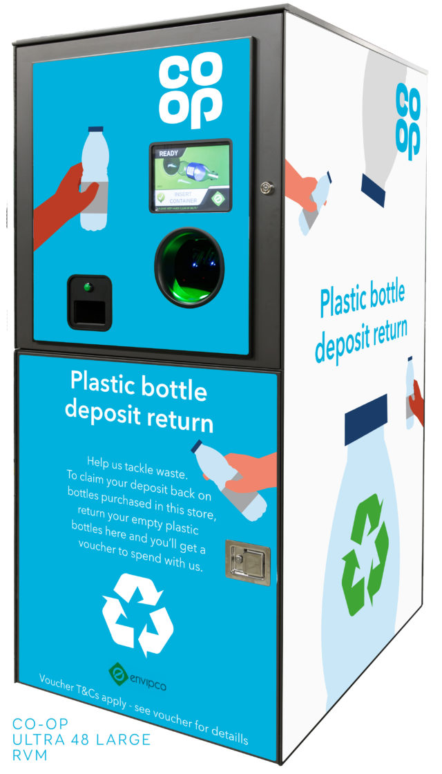 The drinks bottle reverse vending machines will give people vouchers to spend at pop-up Co-op stores on site (Co-op/PA)