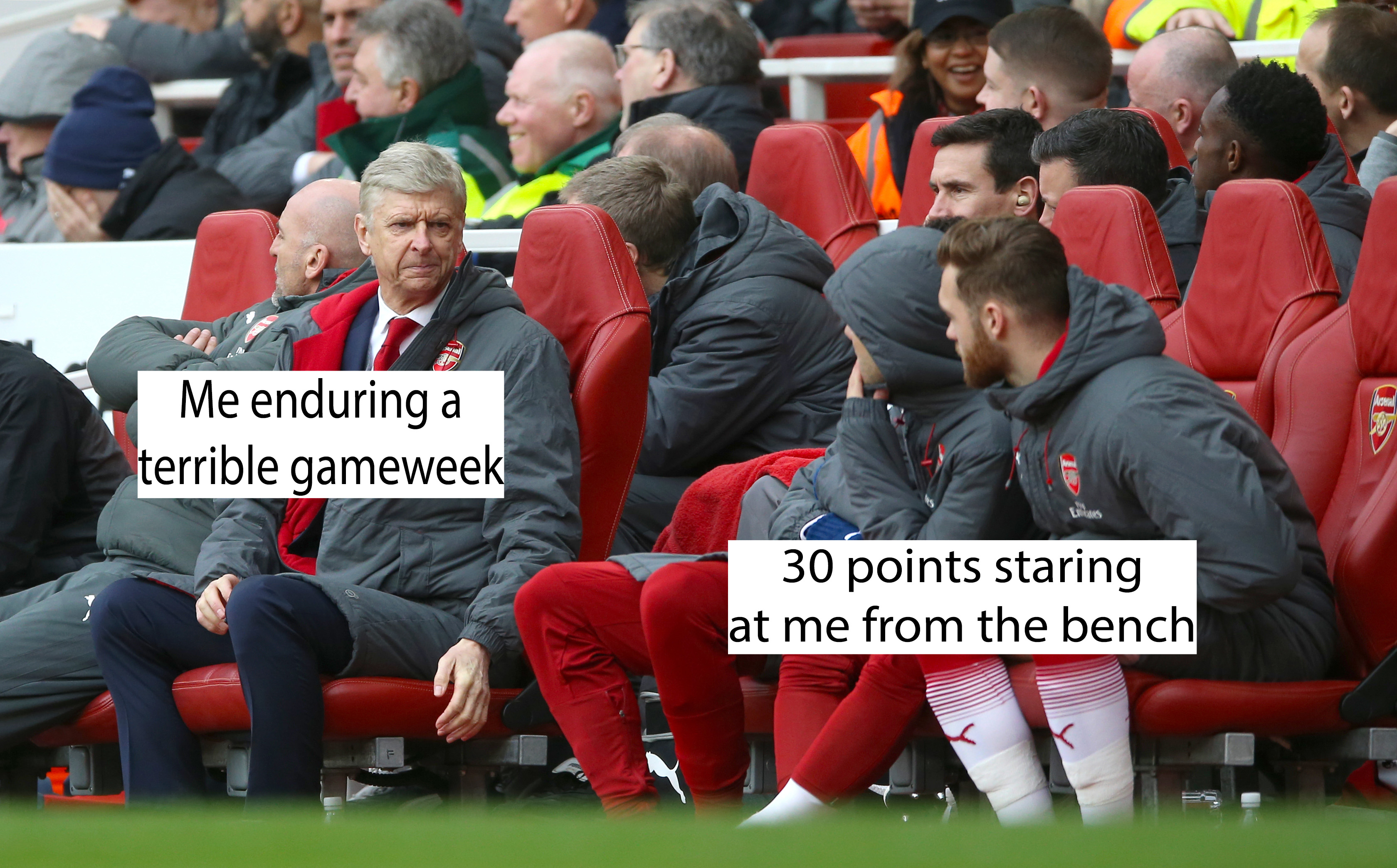 Arsene Wenger looking at bench