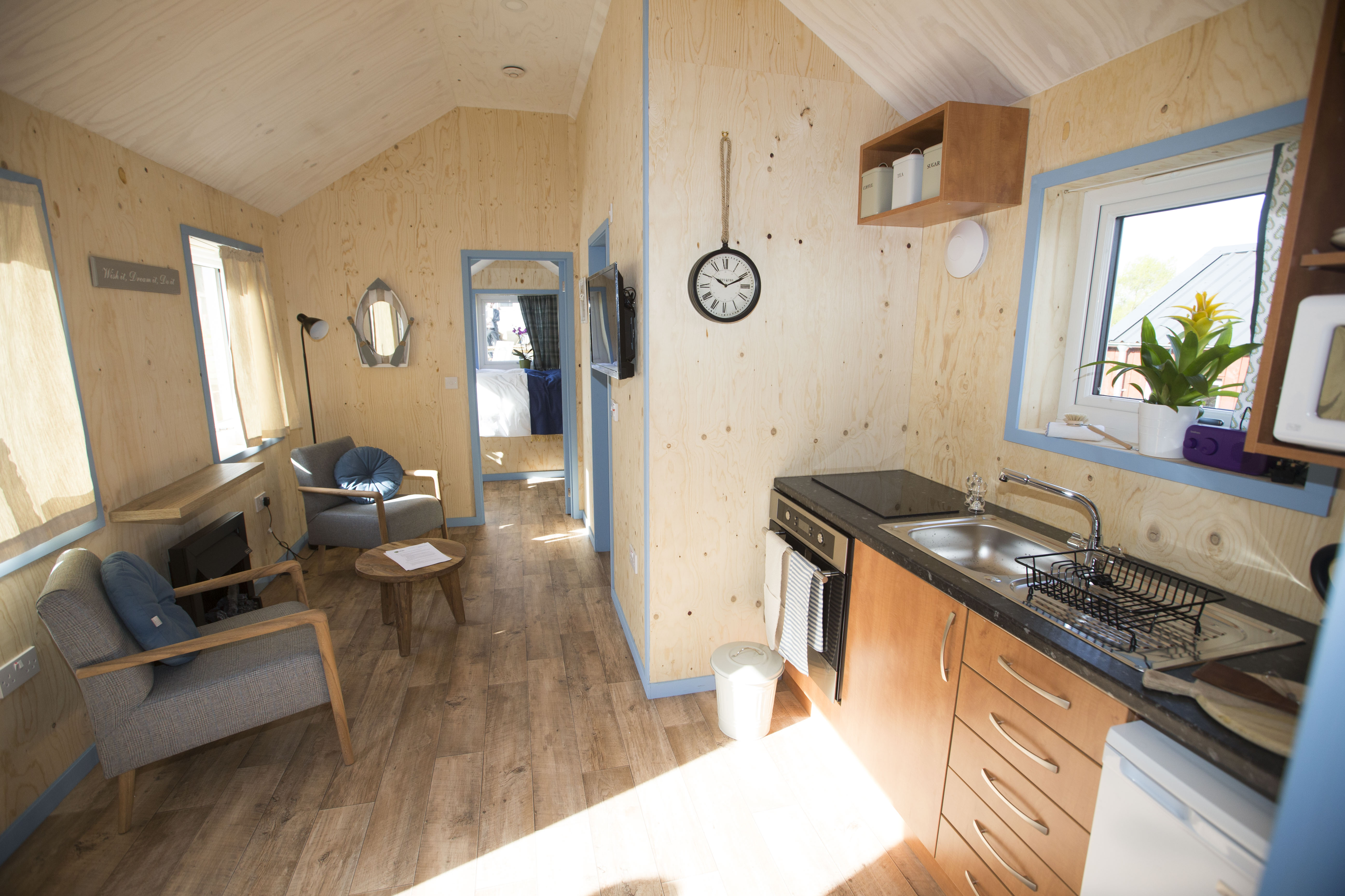 Overlooking the living area in one of the NestHouses (Social Bite)