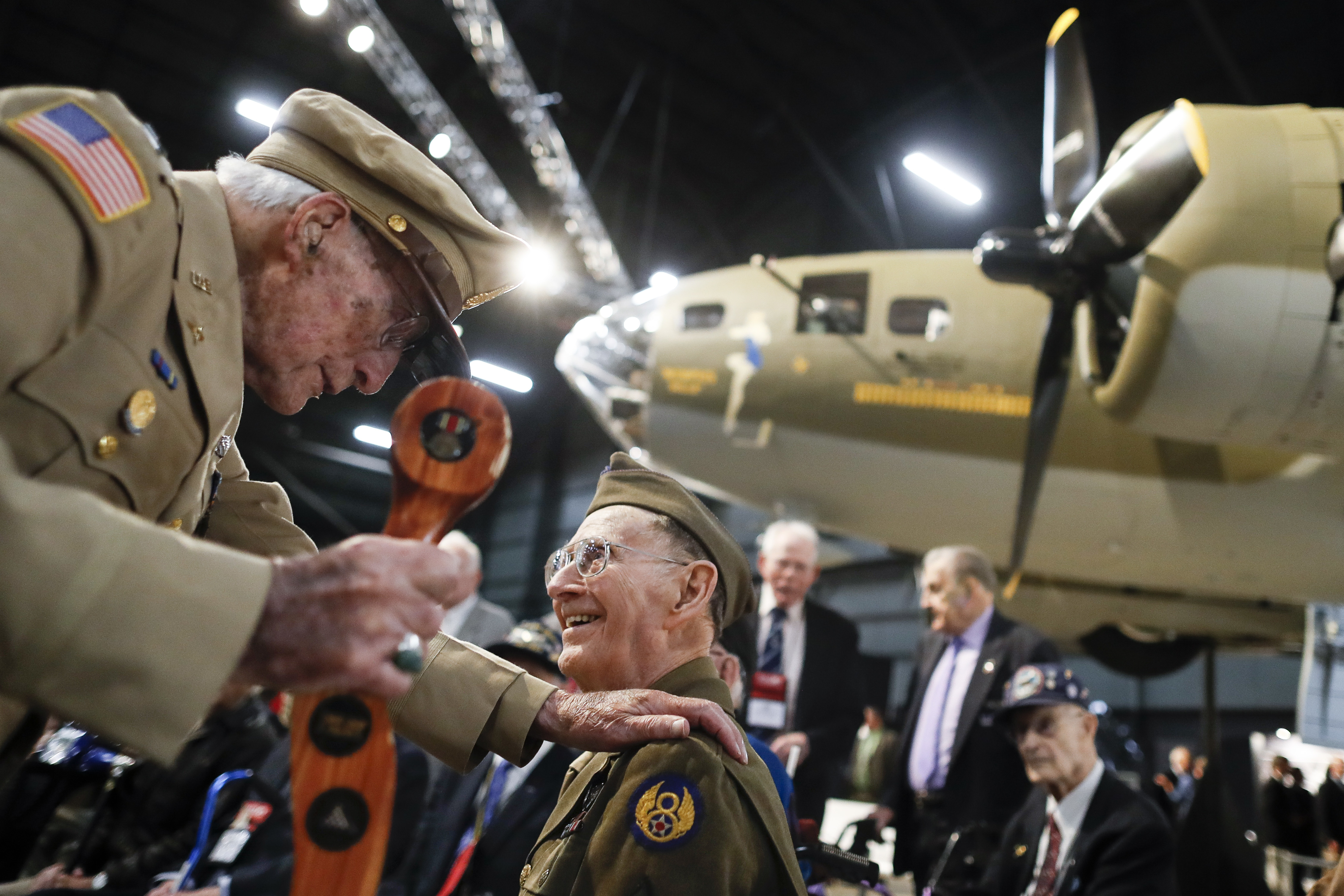 Veterans gather for a private viewing of the Memphis Belle (John Minchillo/AP)