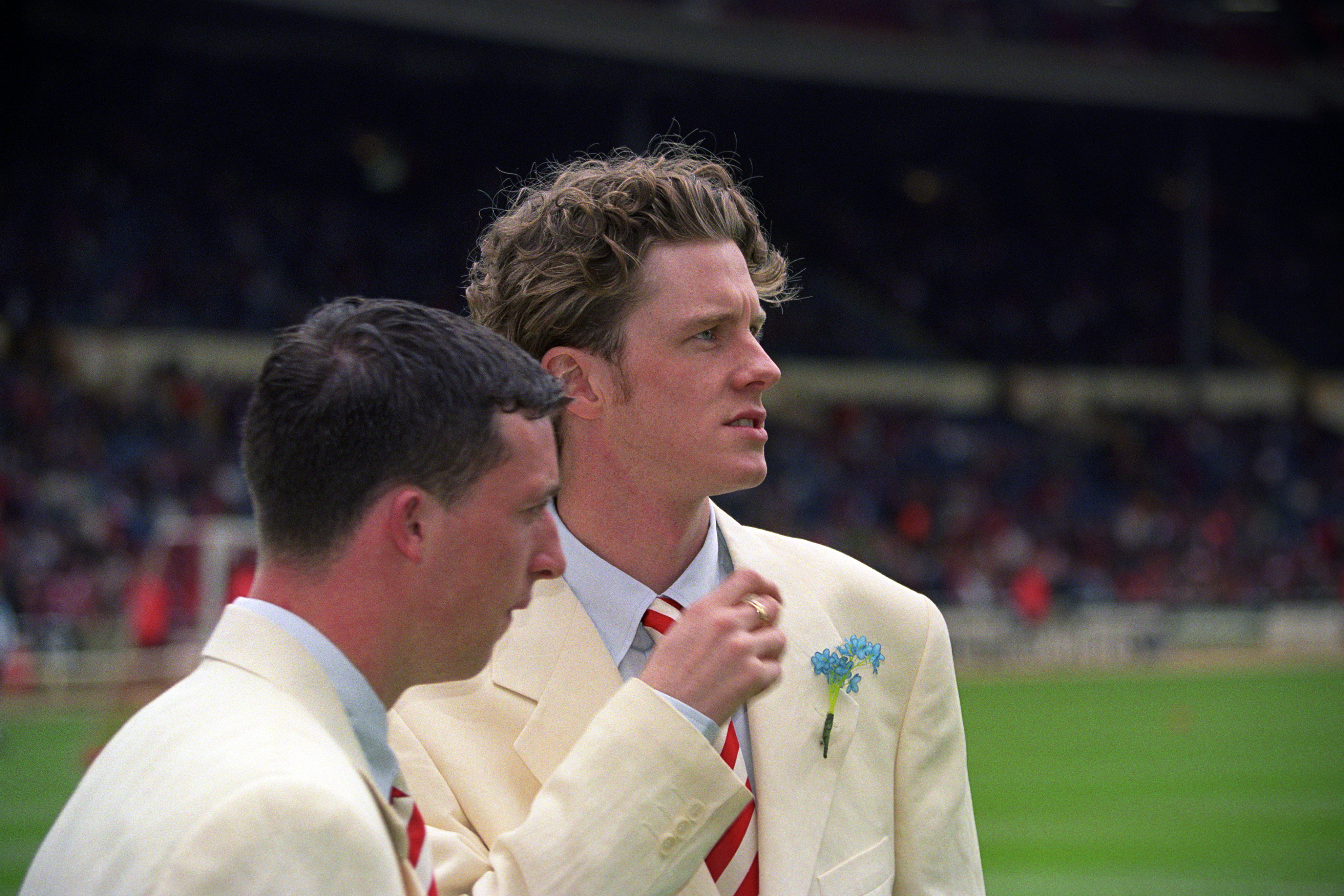 Liverpool's Robbie Fowler and Steve McManaman ahead of the 1996 FA Cup final