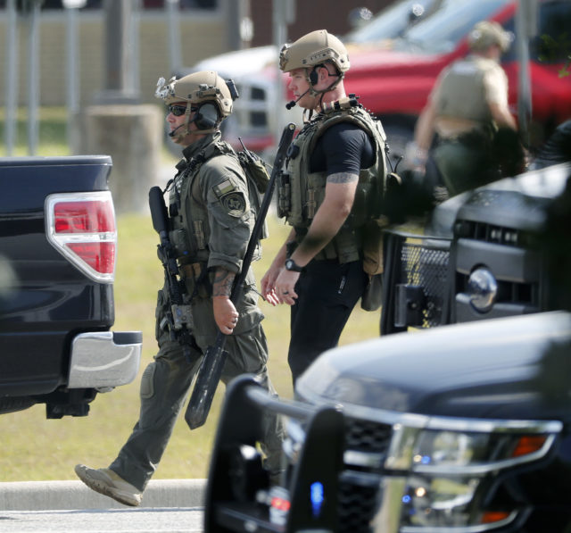 Police officers in tactical gear at Santa Fe High School