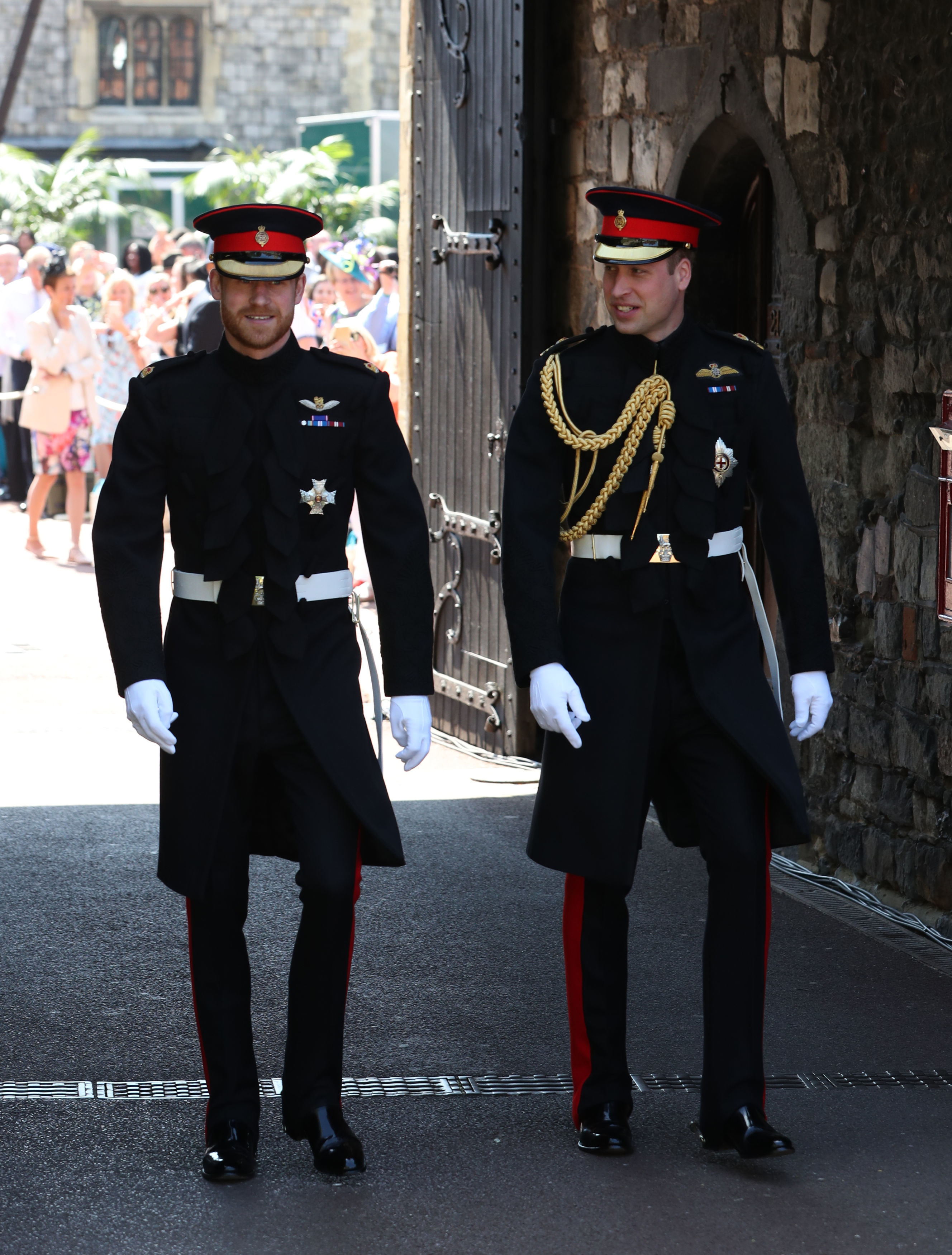 Prince Harry and the Duke of Cambridge arrive at St George's Chapel (Brian Lawless/PA)