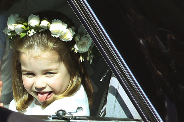 Princess Charlotte sticks her tongue out (Andrew Milligan/PA)