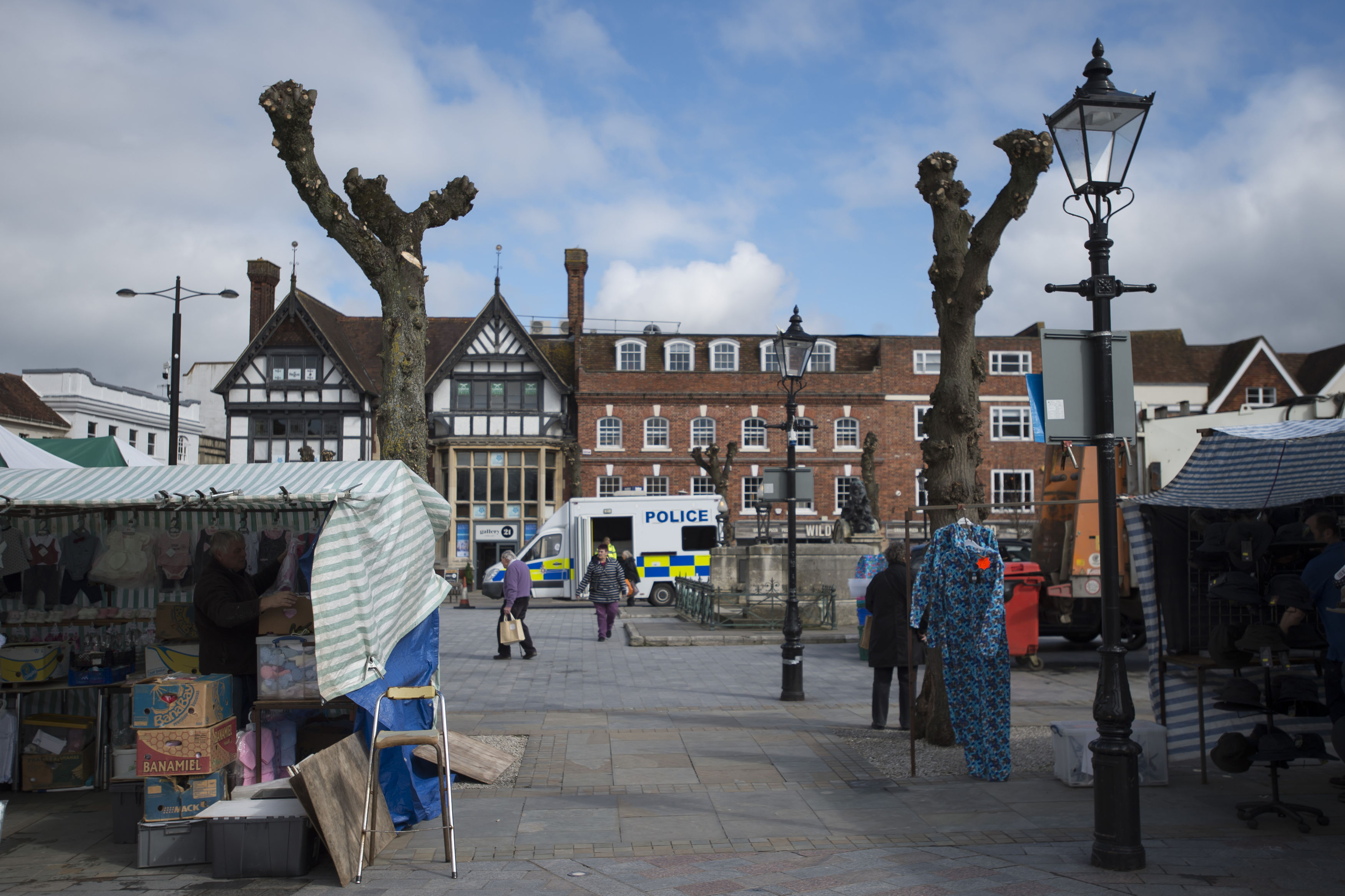 A general view of Salisbury Charter Market in the aftermath of the nerve agent attack on Russian double agent Sergei Skripal and his daughter Yulia