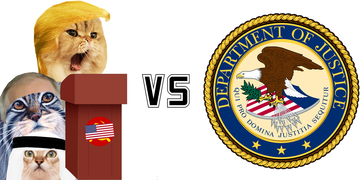 News by Cat's take on Donald Trump v Department of Justice (NewsByCats.com)