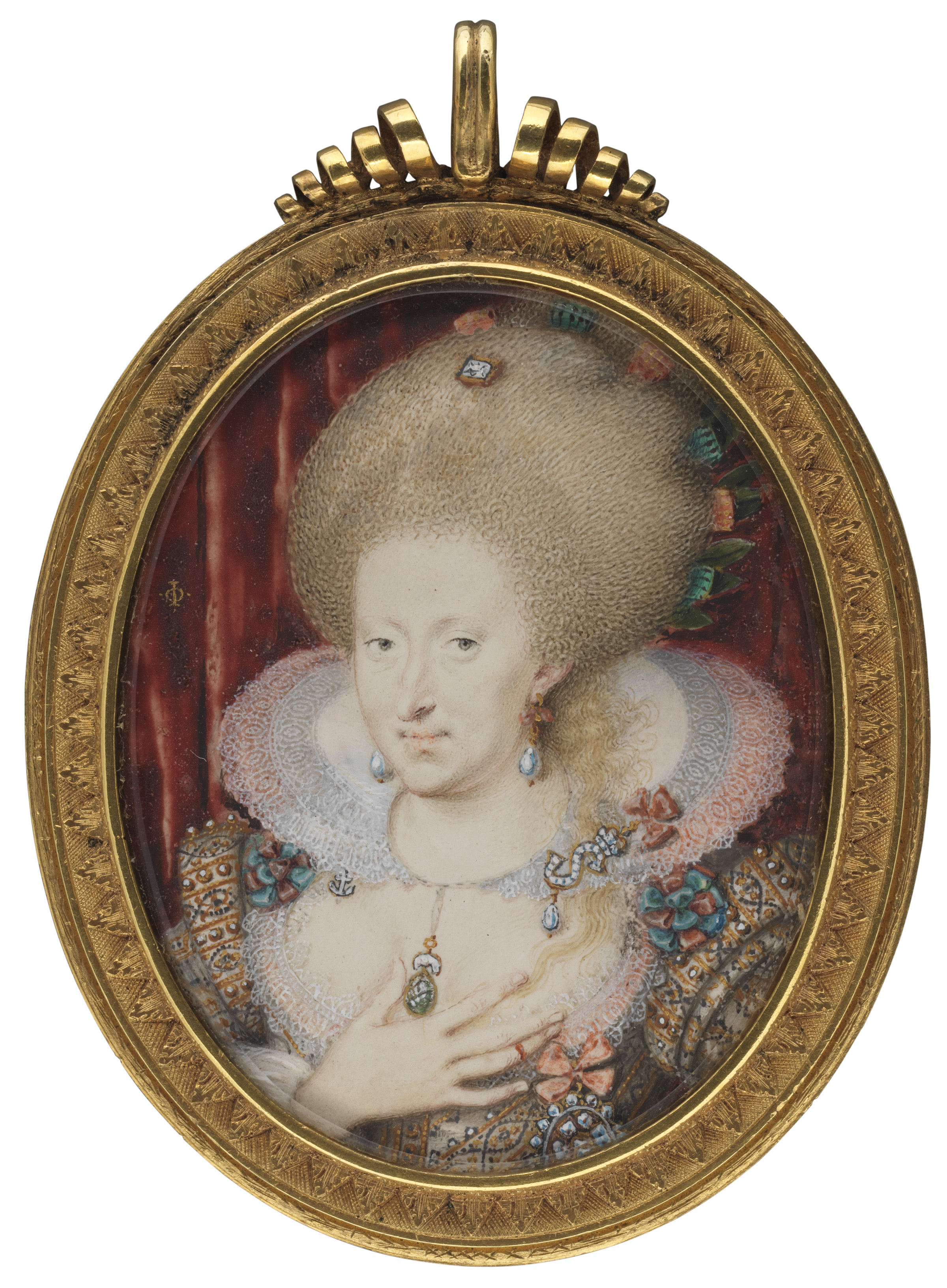 Anne of Denmark by Isaac Oliver, 1612 (National Portrait Gallery, London)