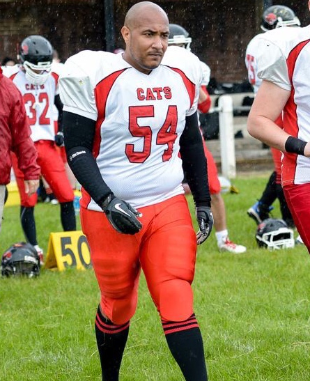 British American Football player Charles Mack, 36, collapsed on the side-line while training with Cambridgeshire Cats at Coldham's Common, Cambridge. (Family handout/ PA)