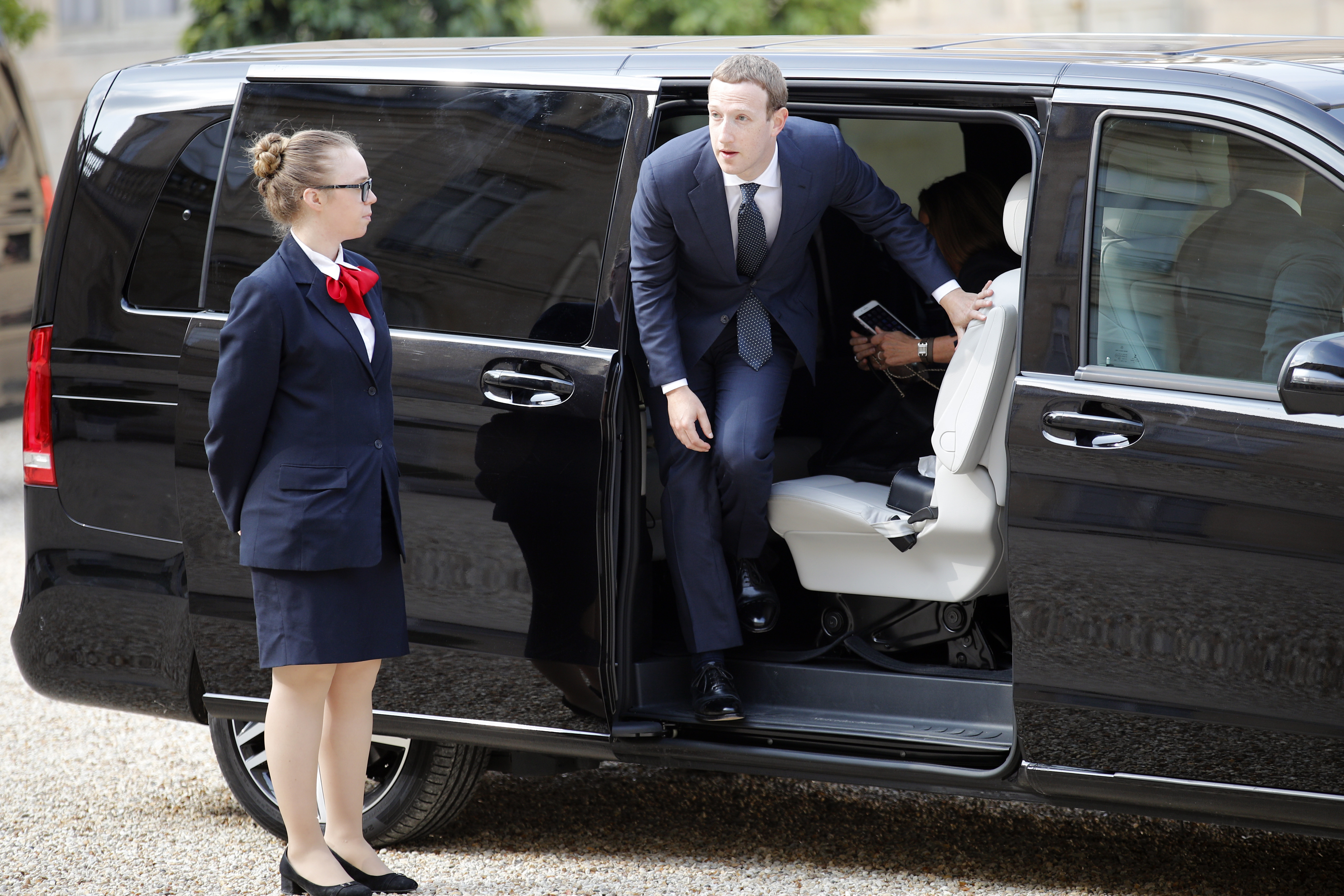 Mark Zuckerberg arrives at the Elysee Palace in Paris (Francois Mori/AP)