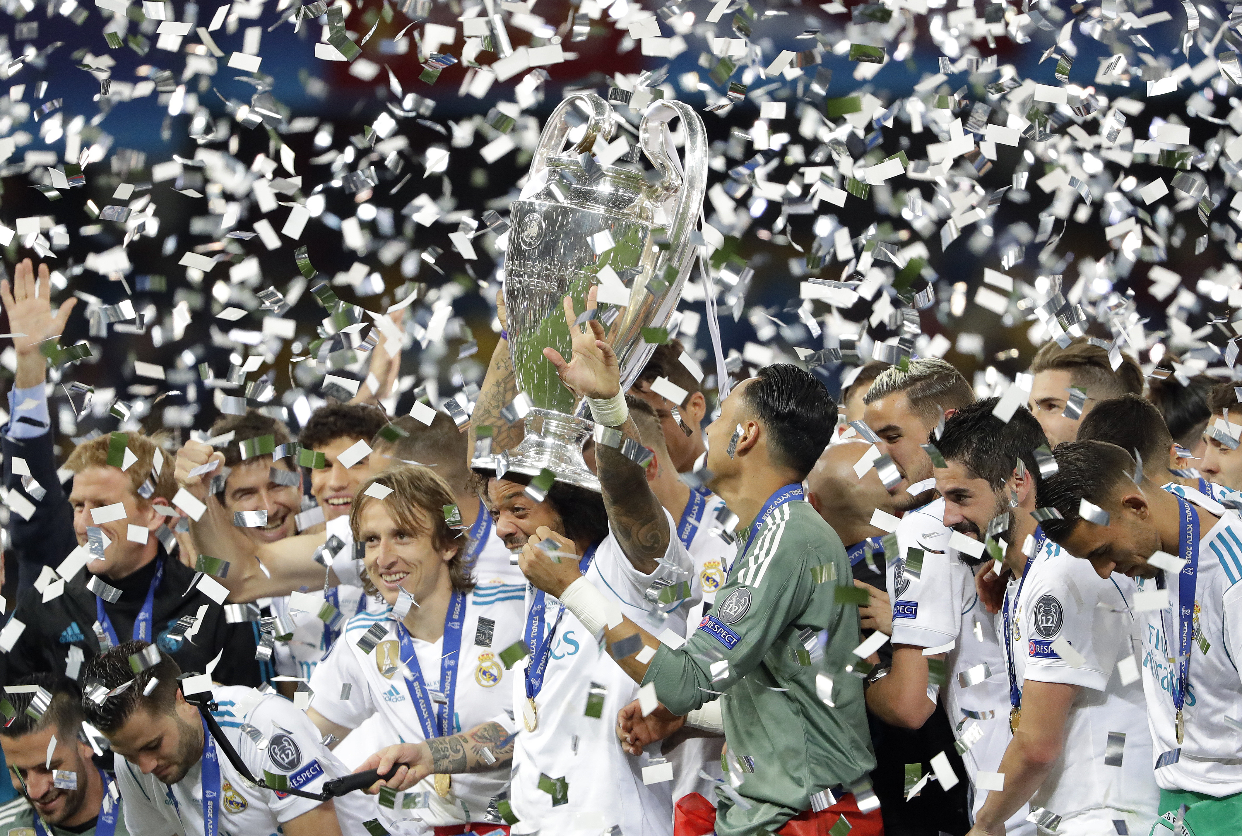 Real Madrid celebrate winning the Champions League