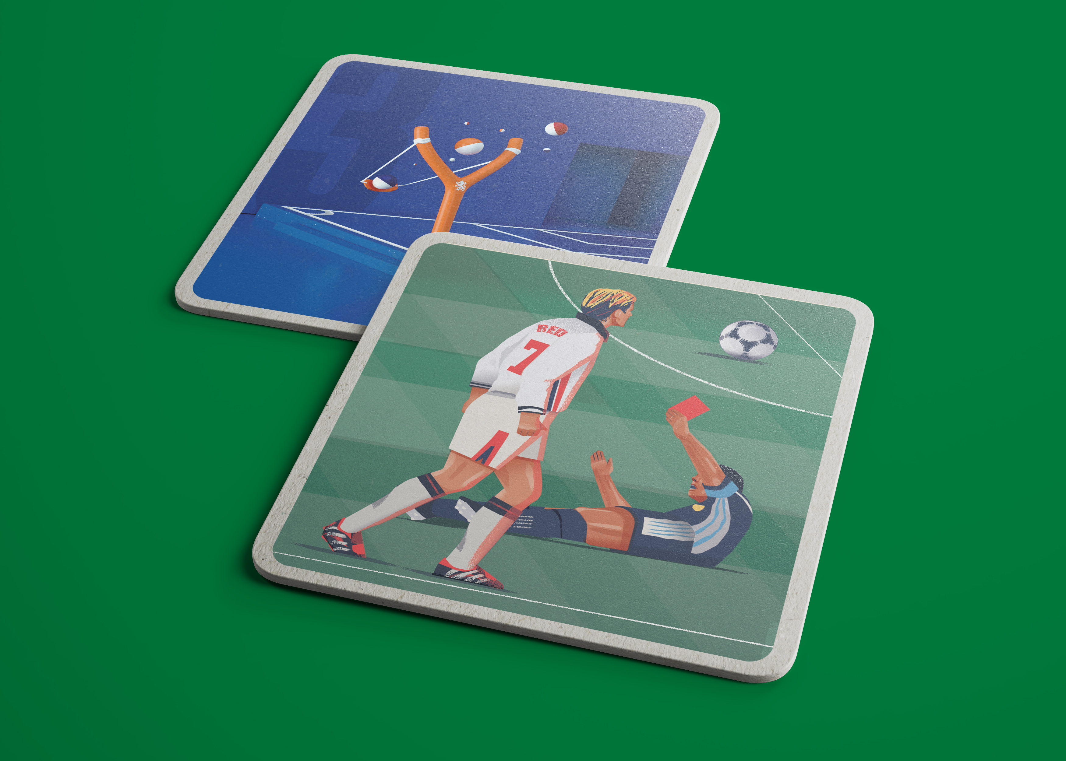 Two World Cup-themed coasters