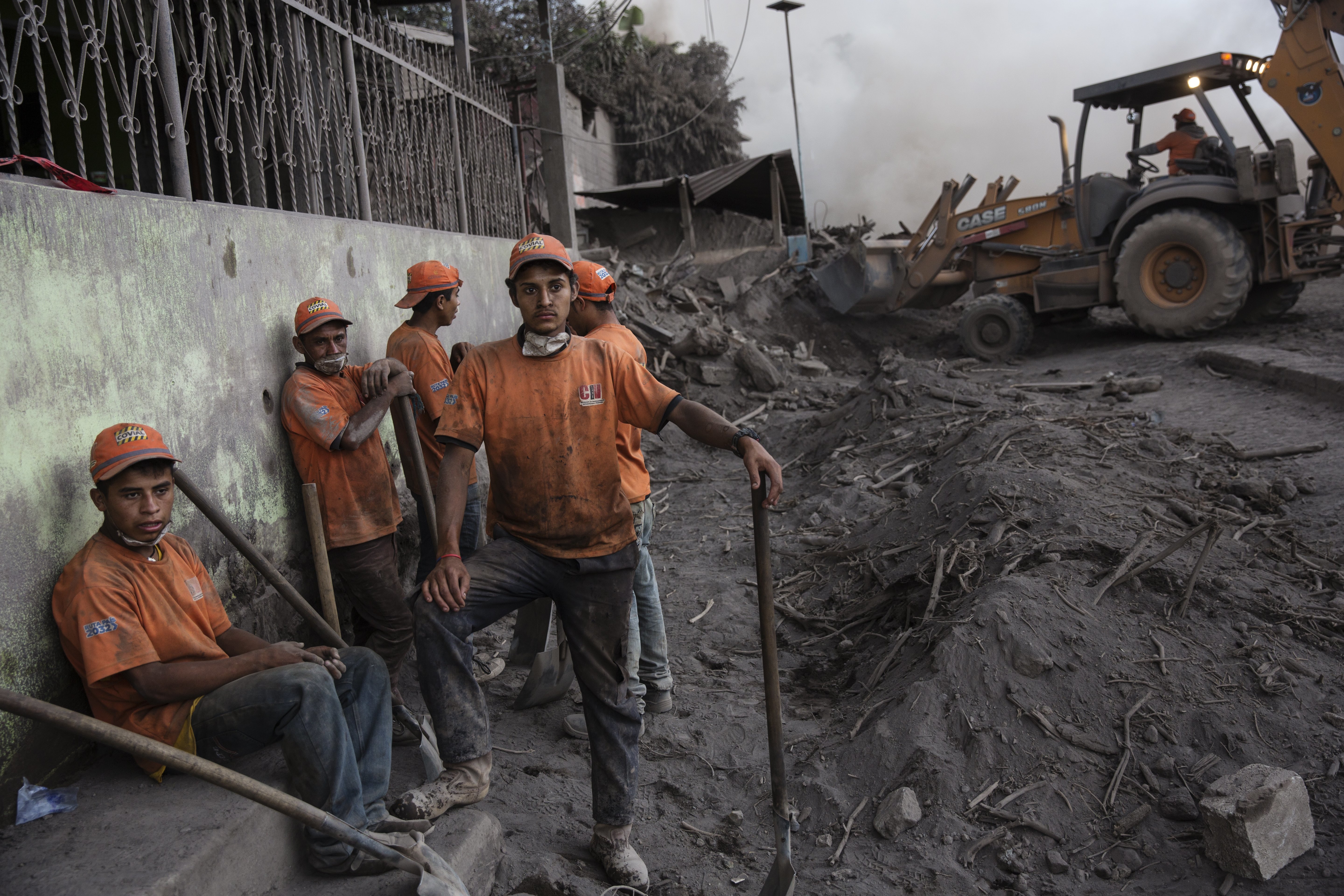 Rescue workers in the disaster zone in Guatemala 