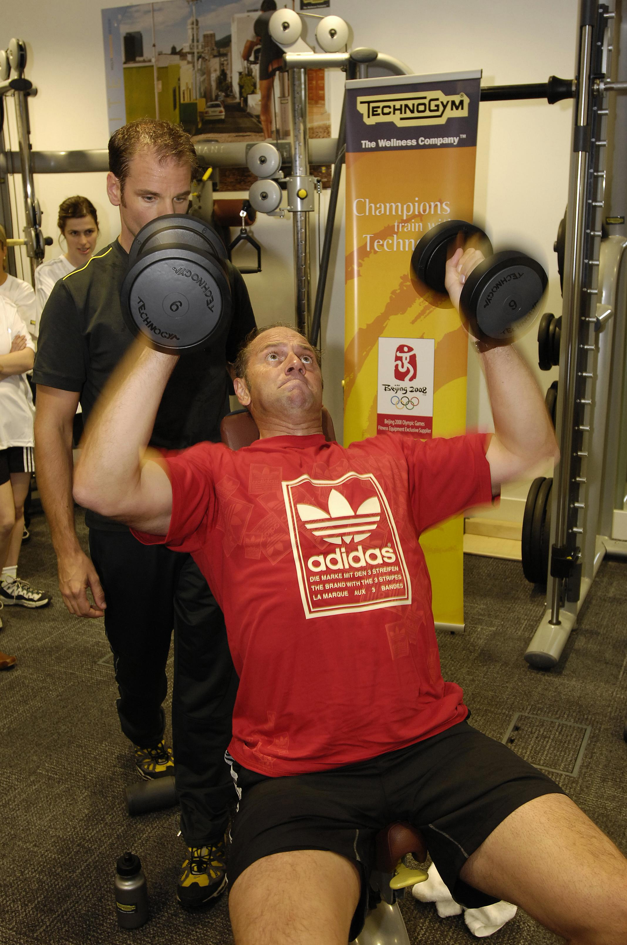 Steve Regrave exercising using Technogym fitness equipment. (PA Photo/Handout)