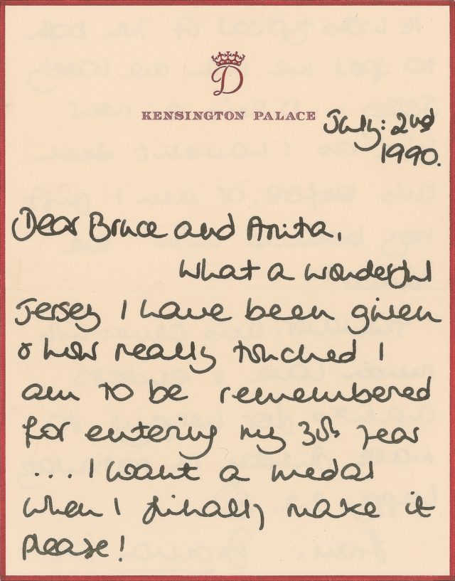 A handwritten note from Diana, Princess Of Wales