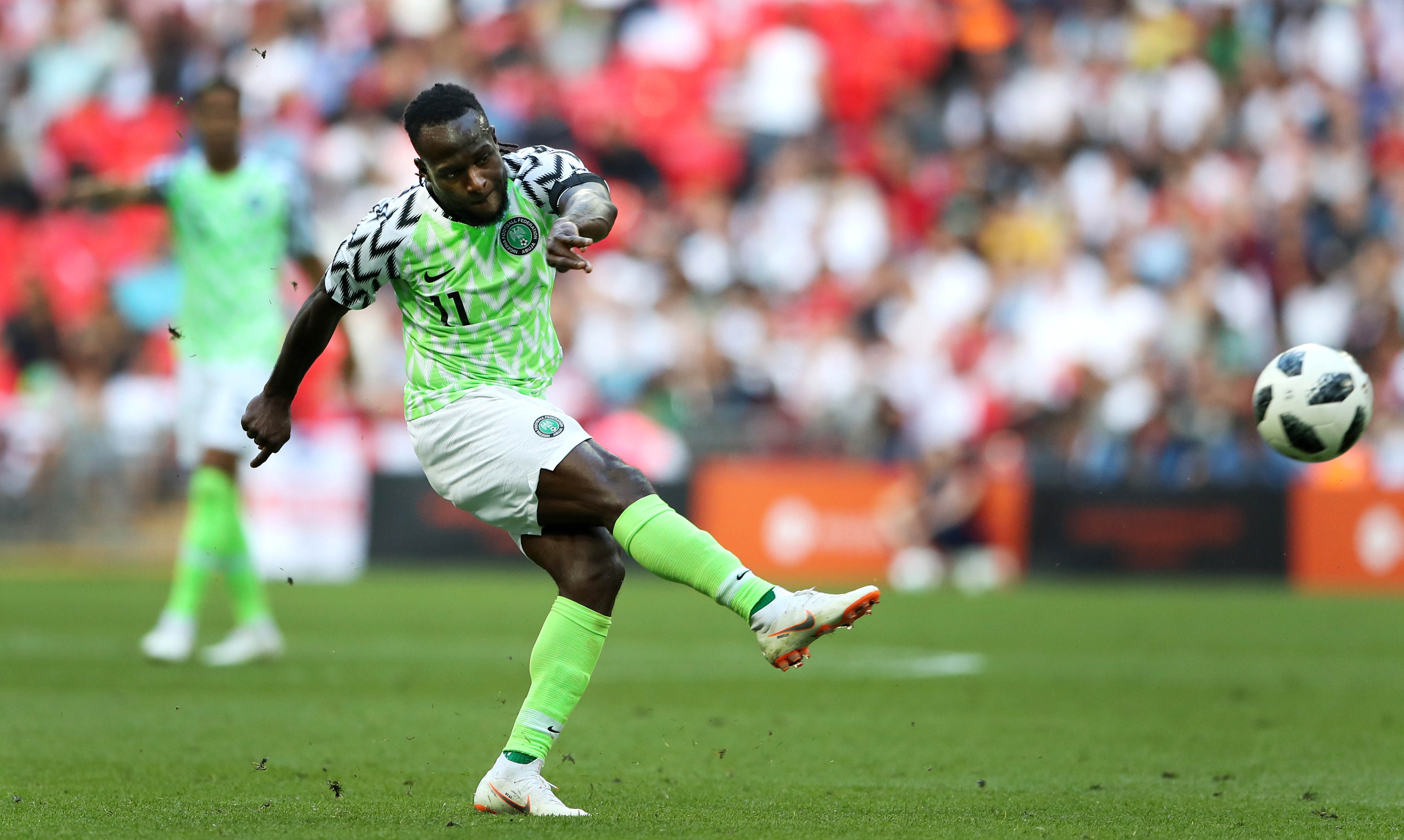 Victor Moses at Wembley Stadium during Nigeria's game against England