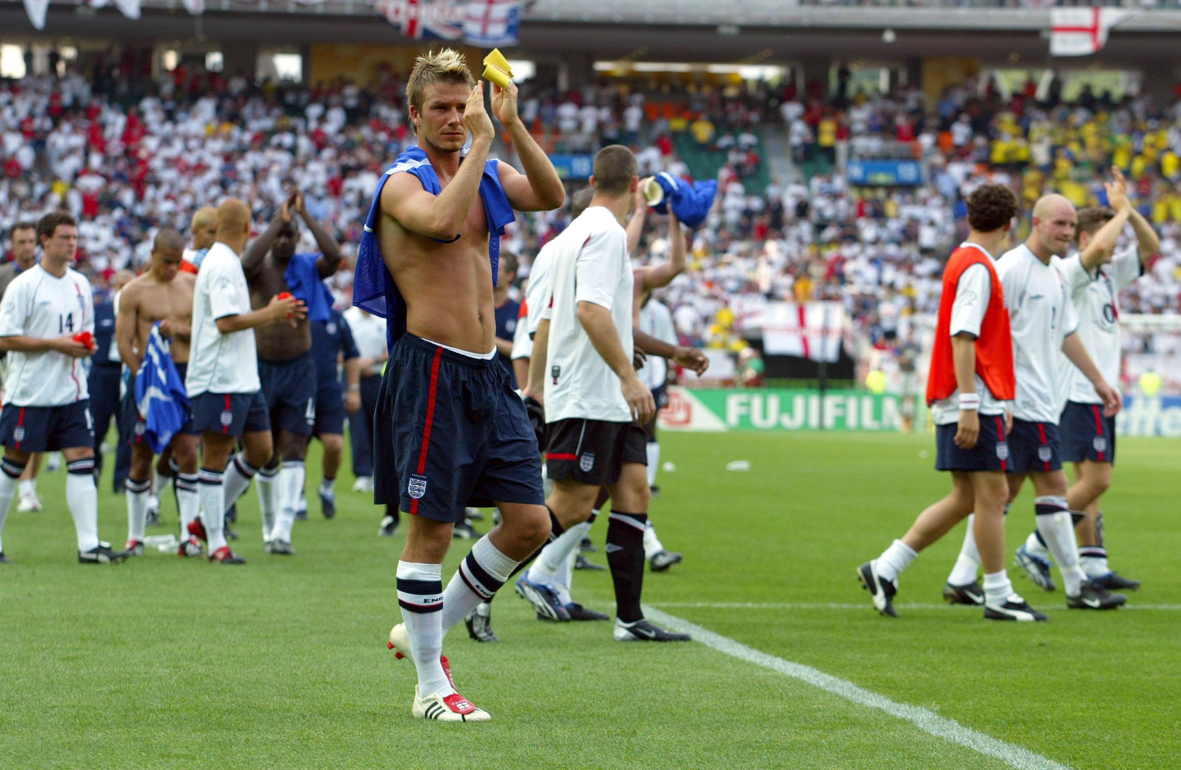 England's David Beckham after England were knocked out of the 2002 World Cup by Brazil